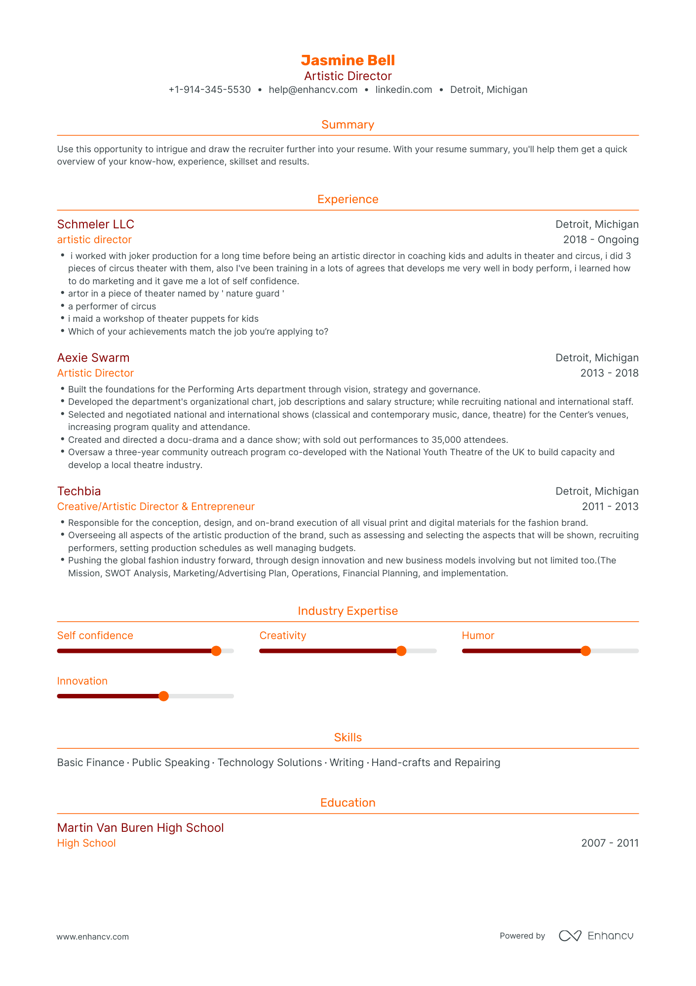 Artistic Director Resume Examples & Guide for 2023 (Layout, Skills ...