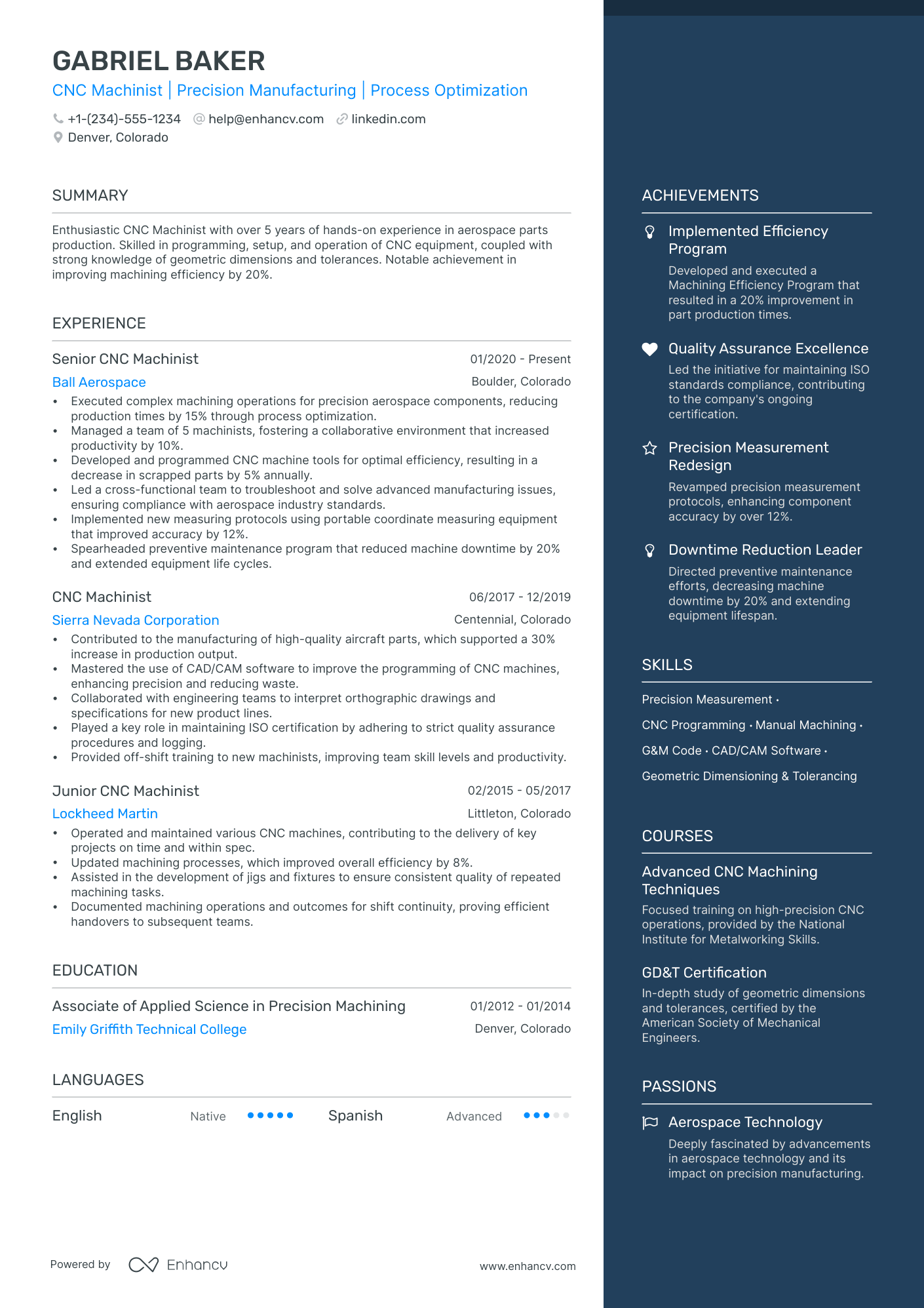 5 Cnc Machinist Resume Examples & Guide for 2024