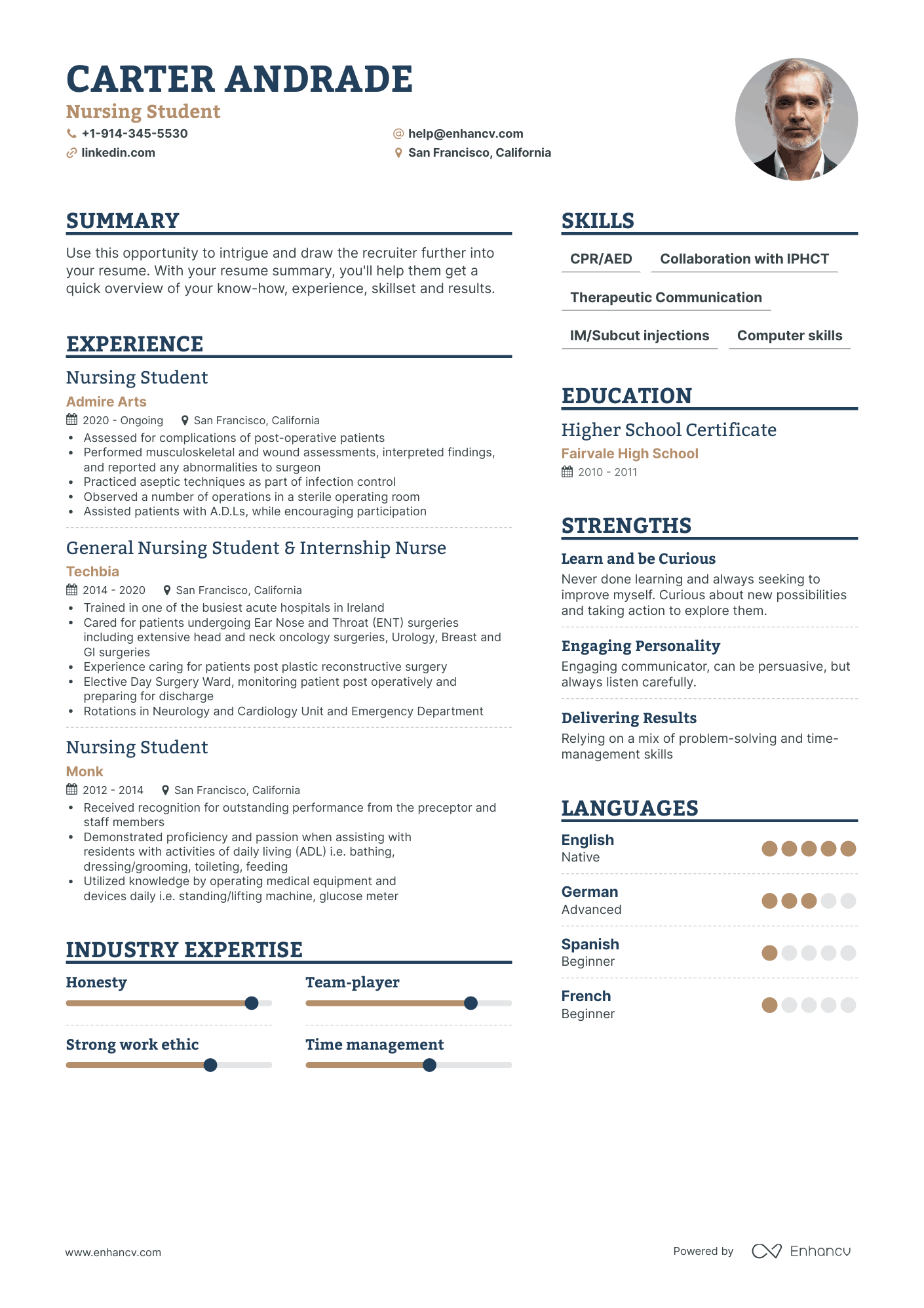 DOWNLOAD: Nursing Student Resume Example for 2023 | Enhancv.com (Layout ...