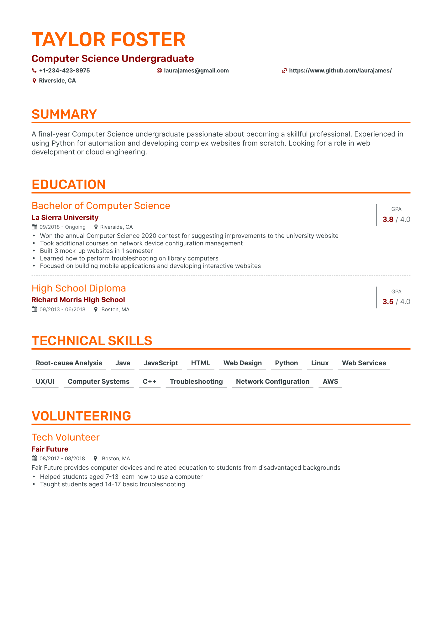 5 Undergraduate Resume Examples & Guide for 2024