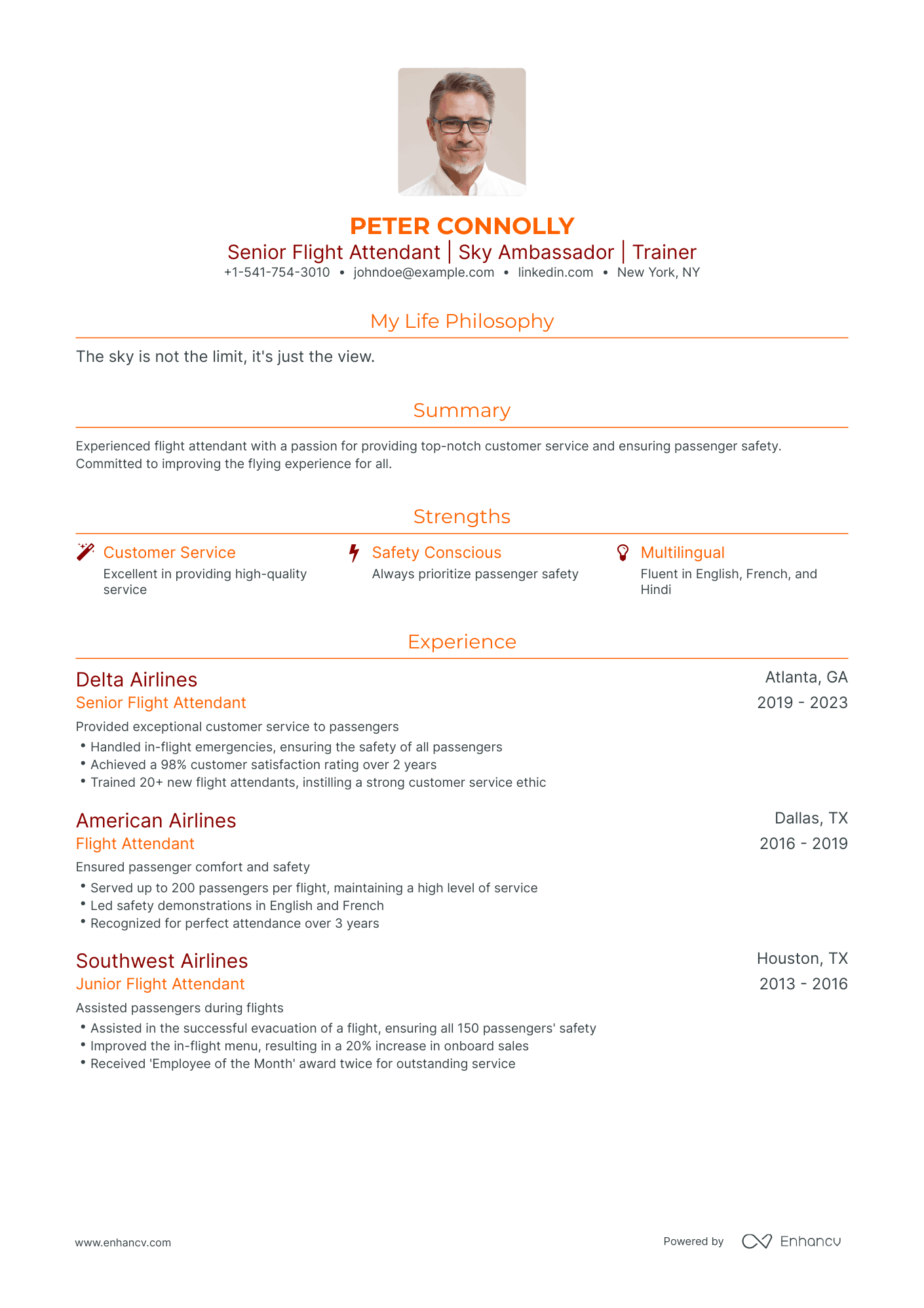 6 Flight Attendant Resume Examples & Guide for 2023