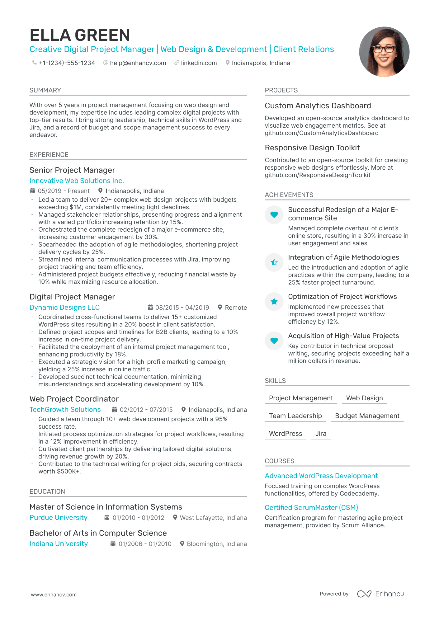 5 Web Project Manager Resume Examples & Guide for 2024