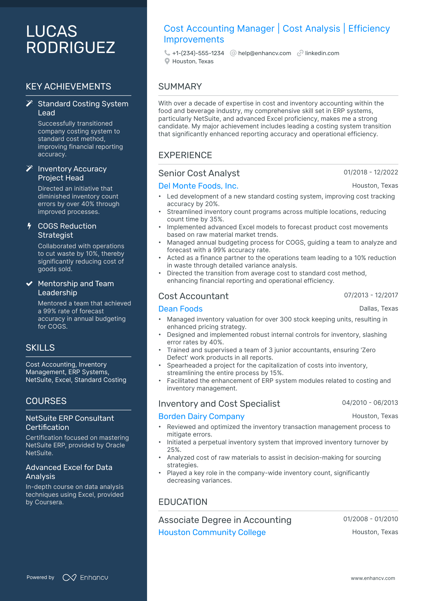 10 Cost Accounting Resume Examples & Guide for 2026