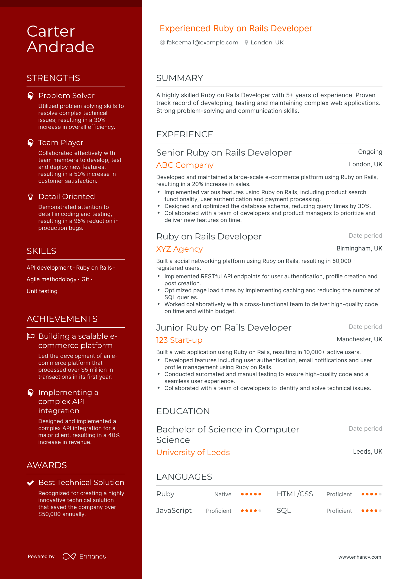 5 Ruby On Rails Developer Resume Examples & Guide for 2023