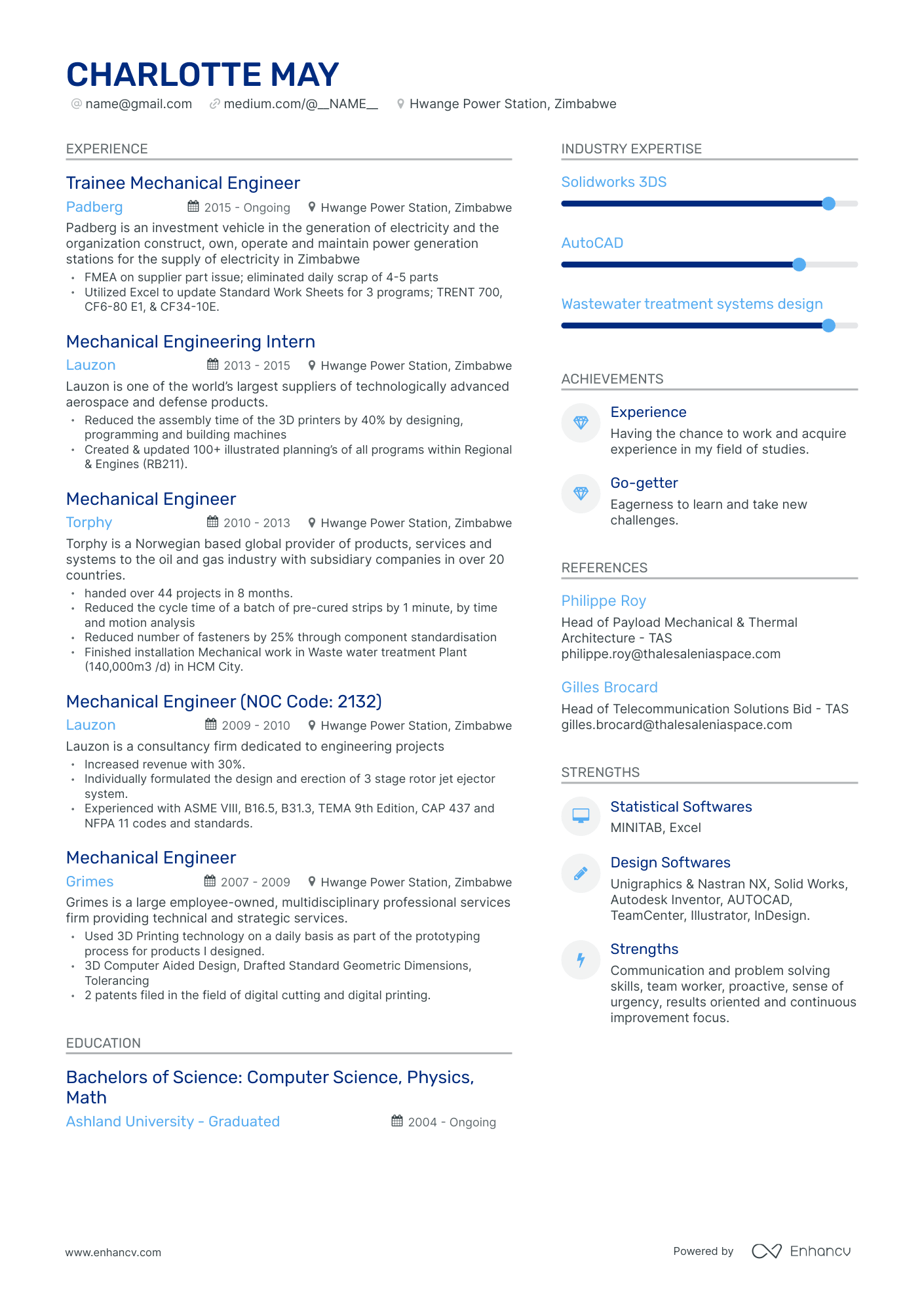 5 Mechanical Design Engineer Resume Examples & Guide for 2023