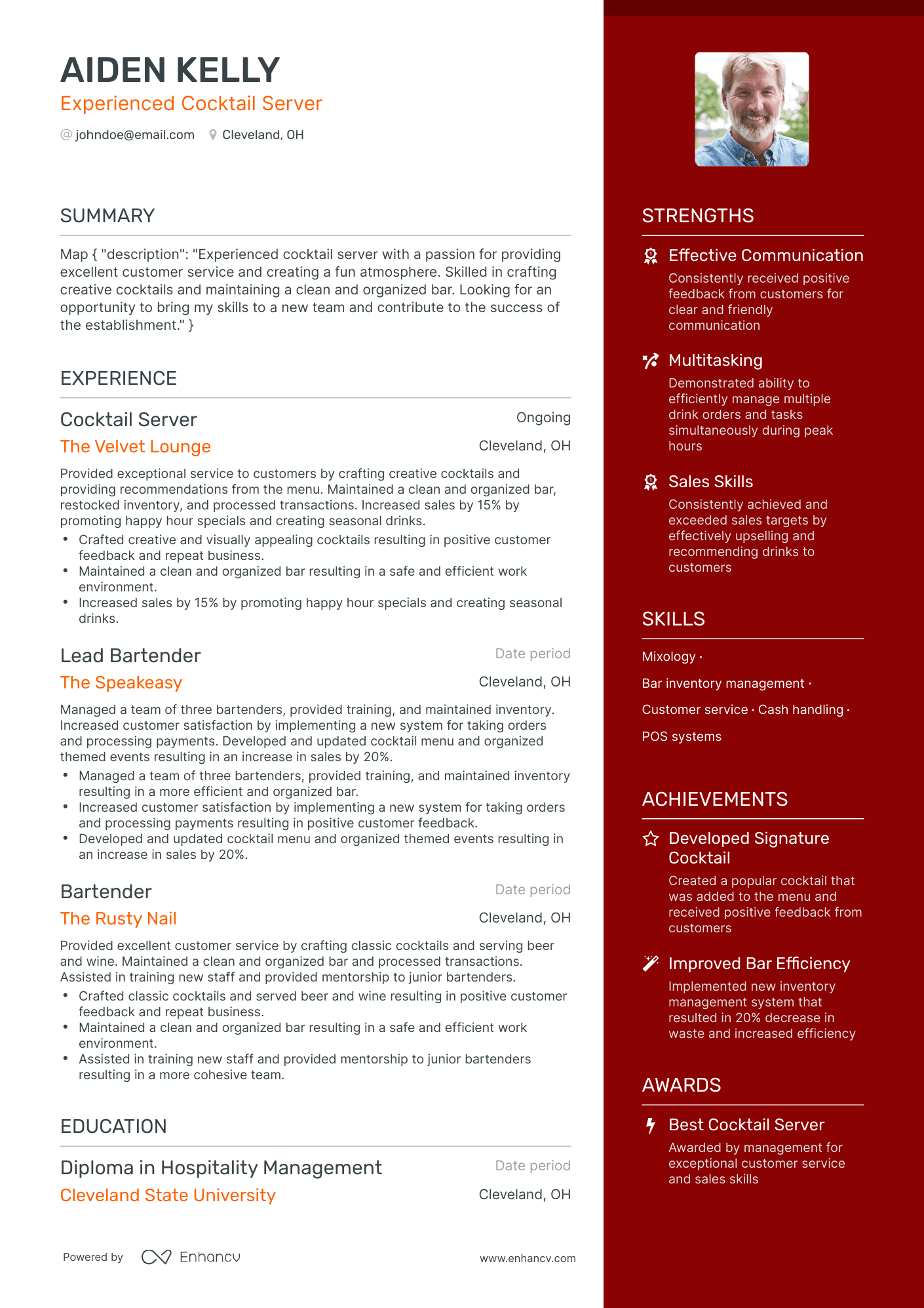 11 Server Resume Examples & Guide for 2024