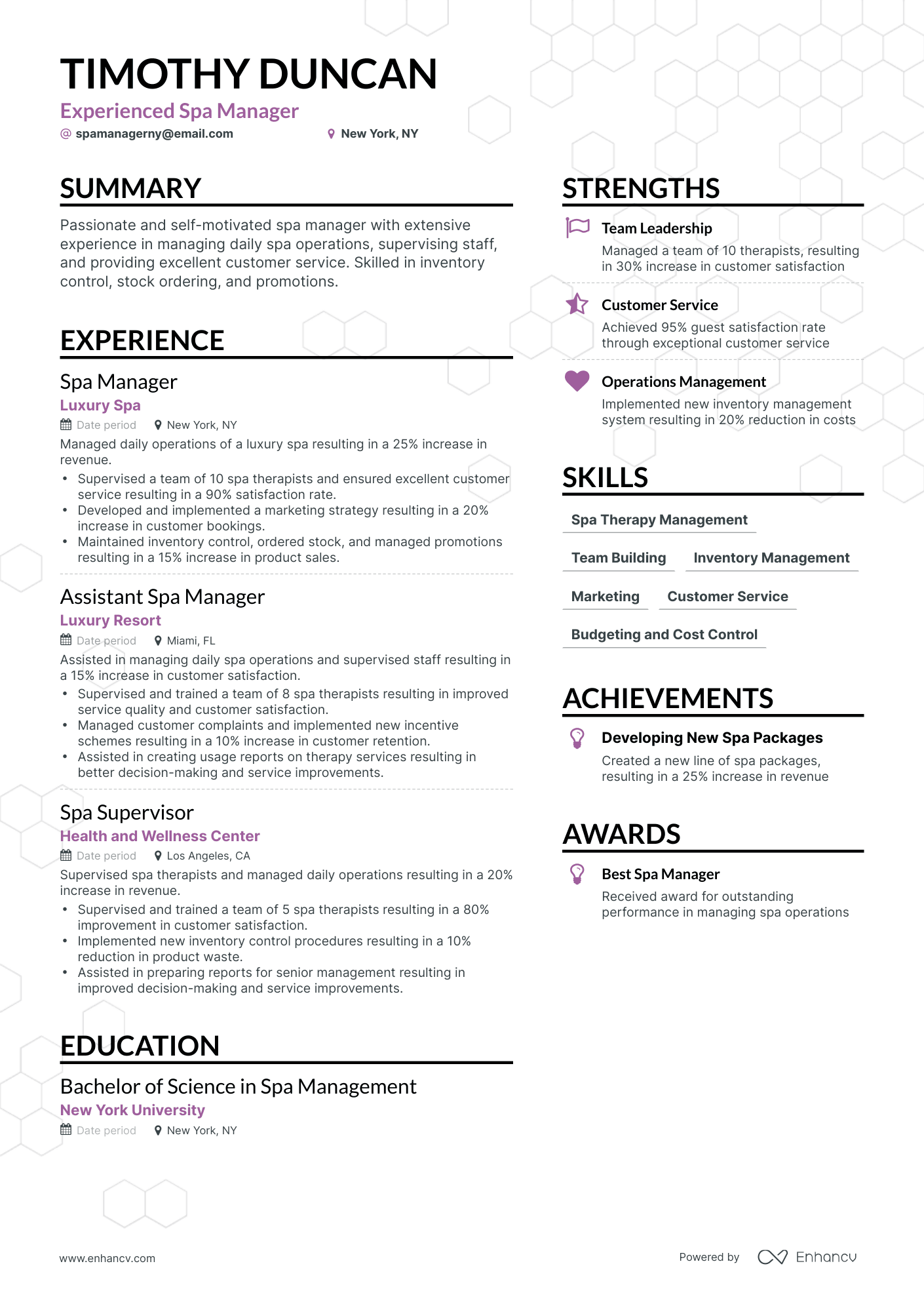 3 Spa Manager Resume Examples & Guide For 2023