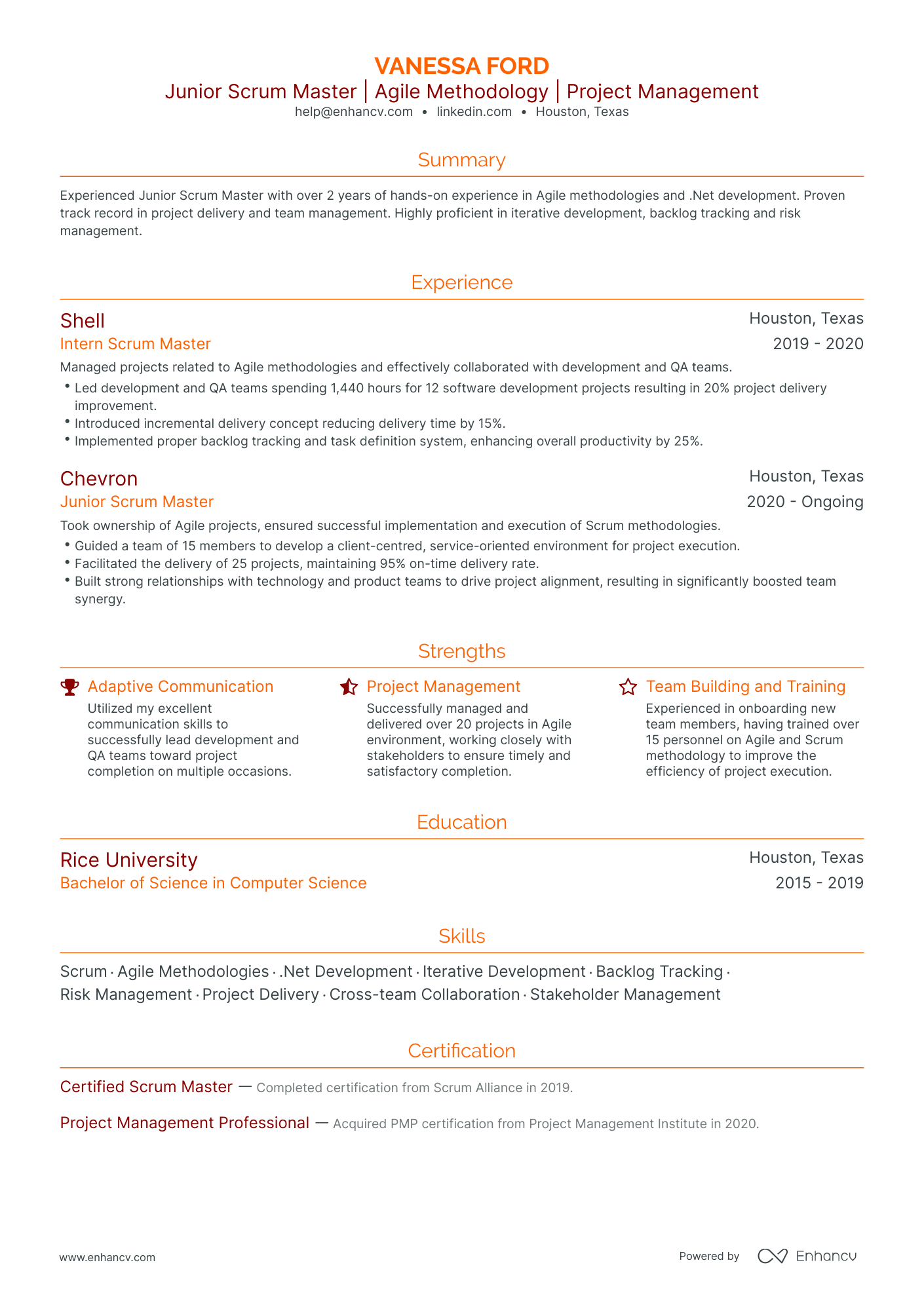 5 Junior Scrum Master Resume Examples & Guide for 2024