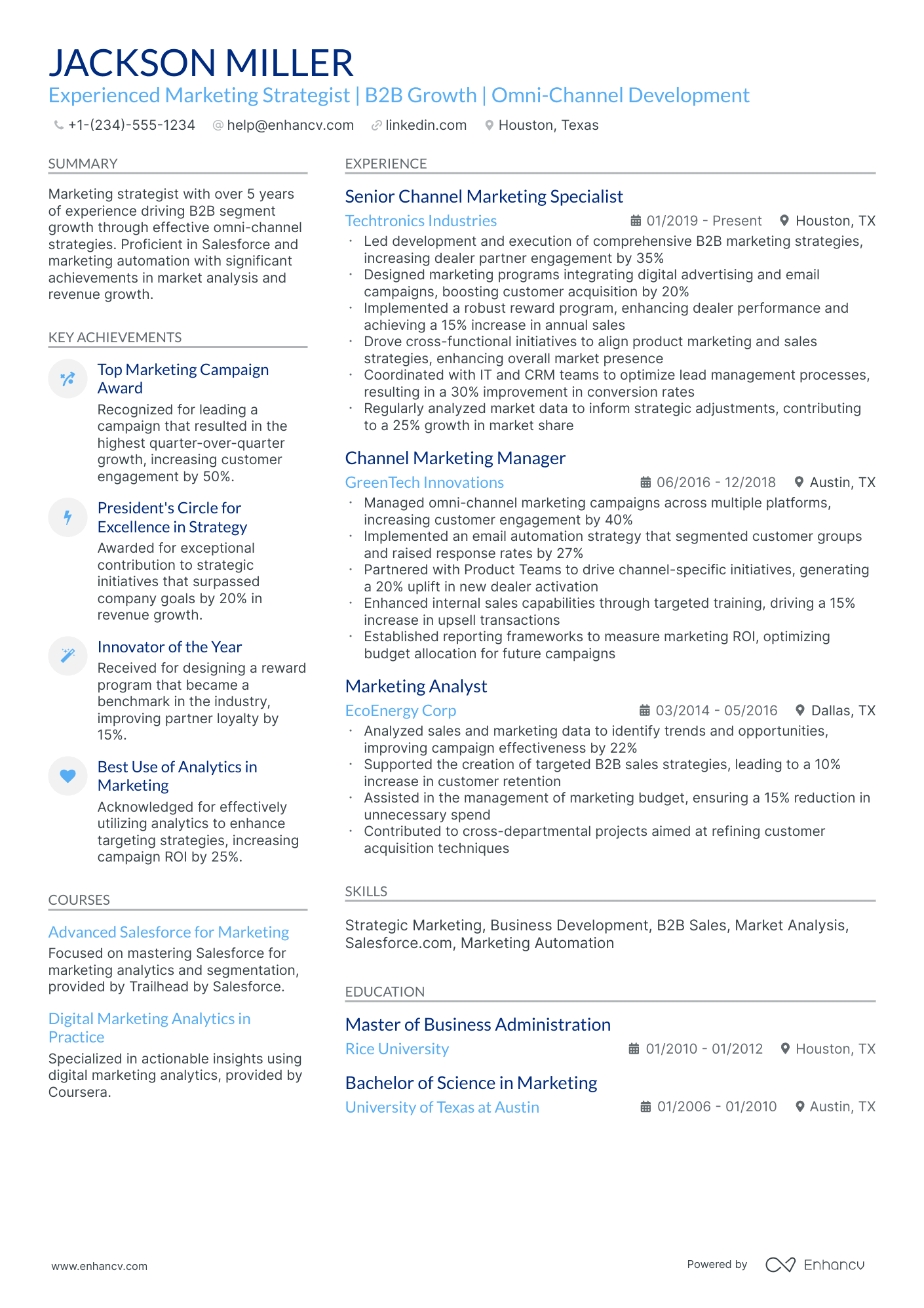 10 Channel Marketing Manager Resume Examples & Guide for 2026