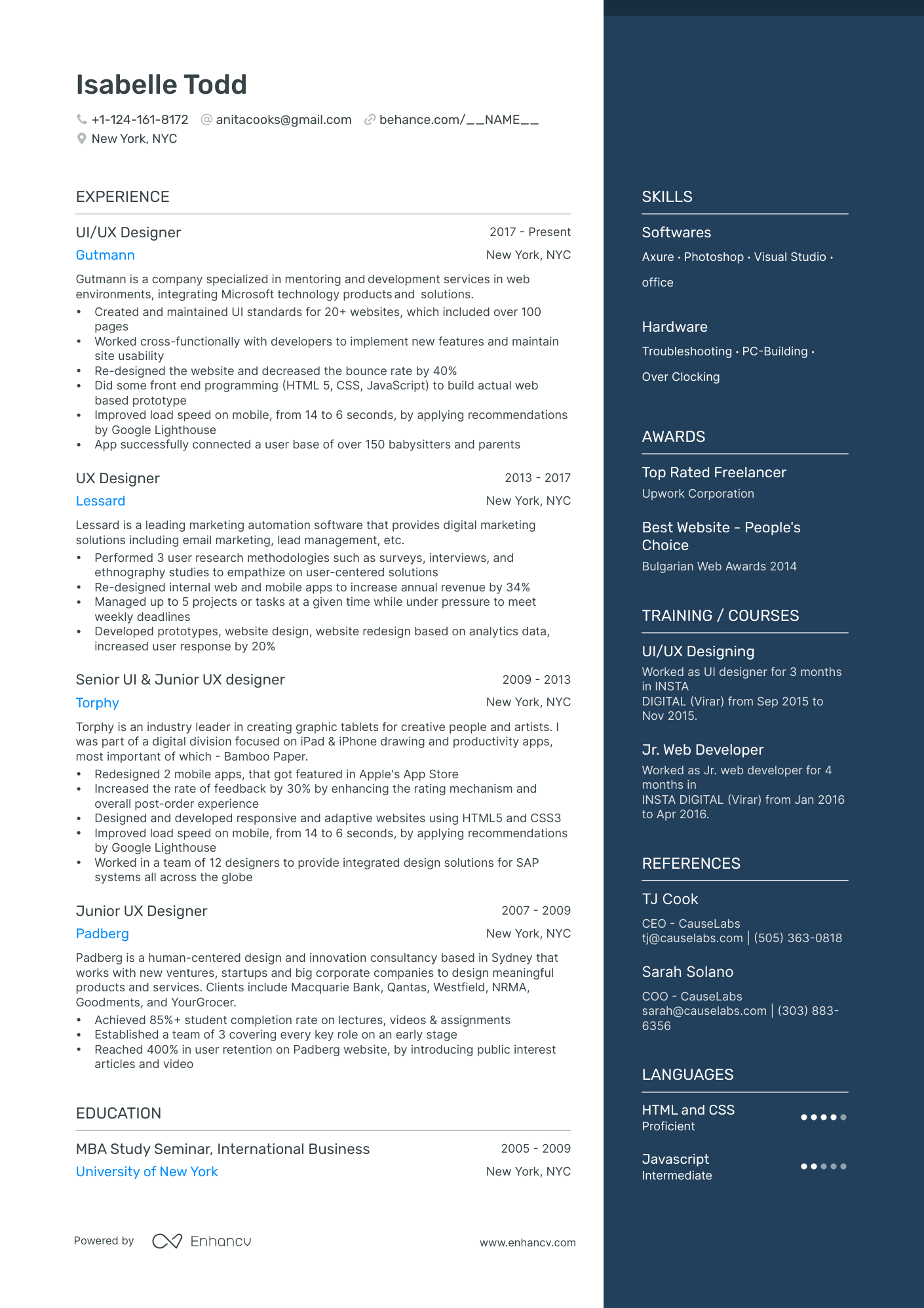 5 Ux Ui Designer Resume Examples & Guide For 2024