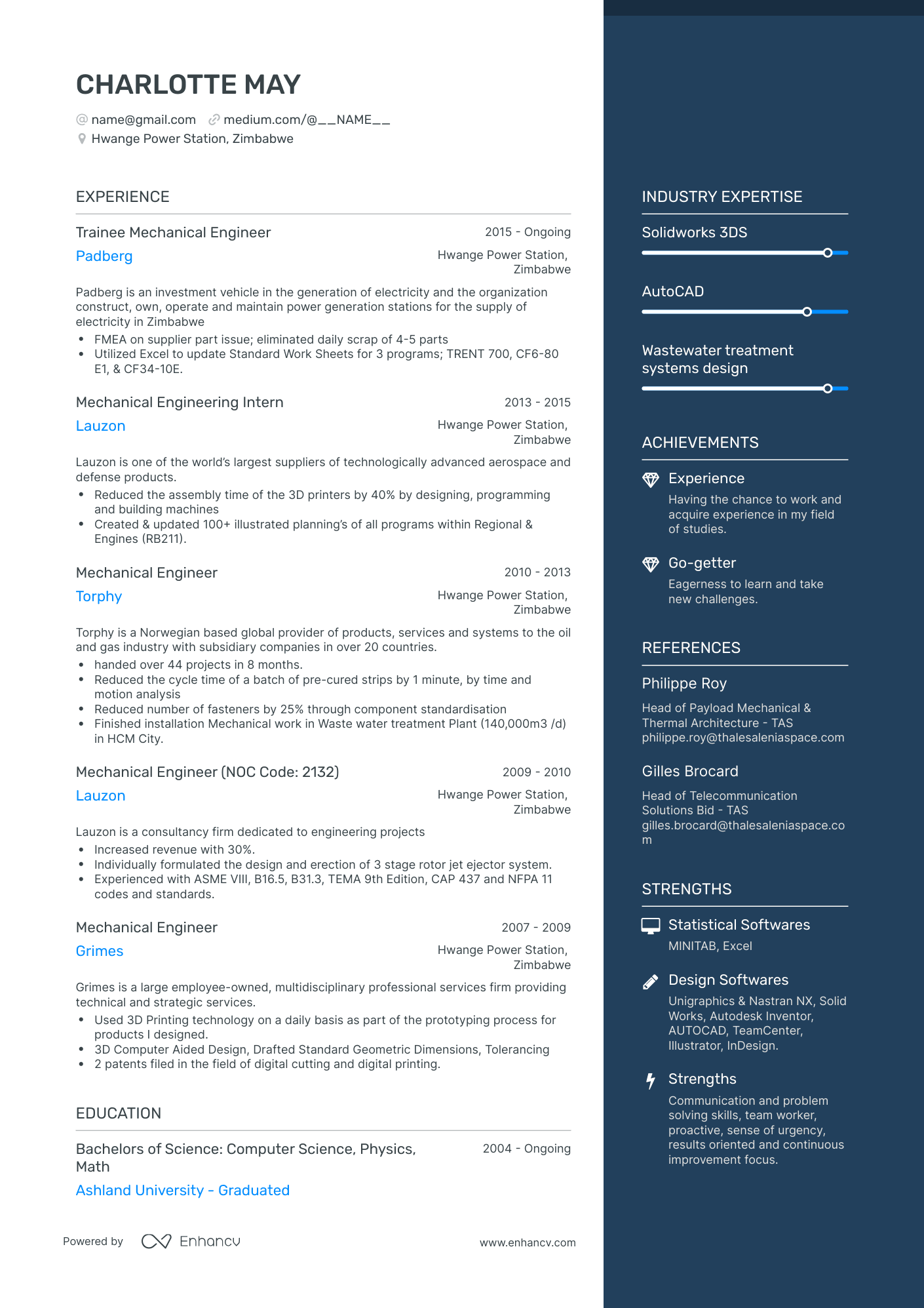 5 Mechanical Design Engineer Resume Examples & Guide For 2023