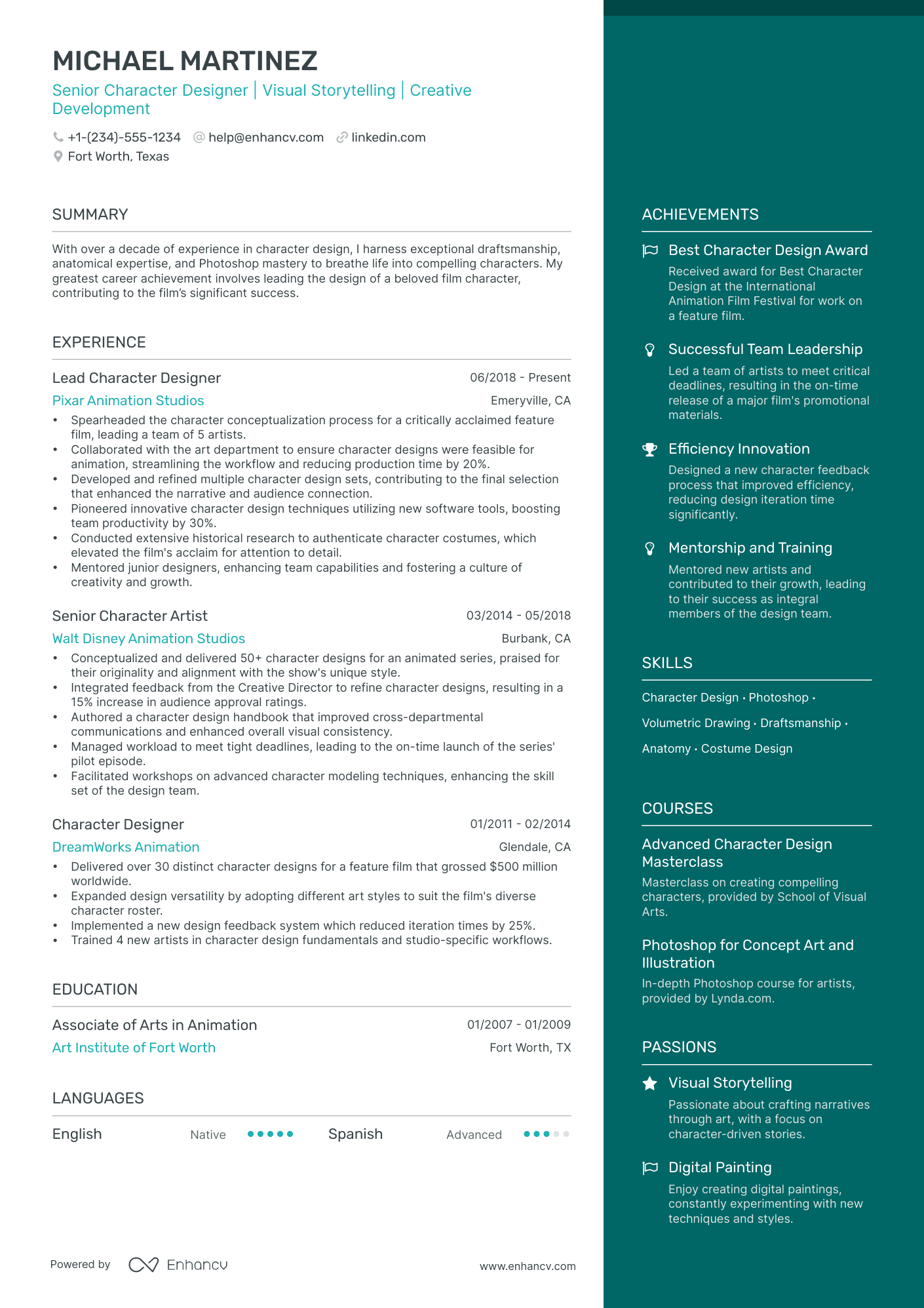 5 Character Designer Resume Examples & Guide for 2024