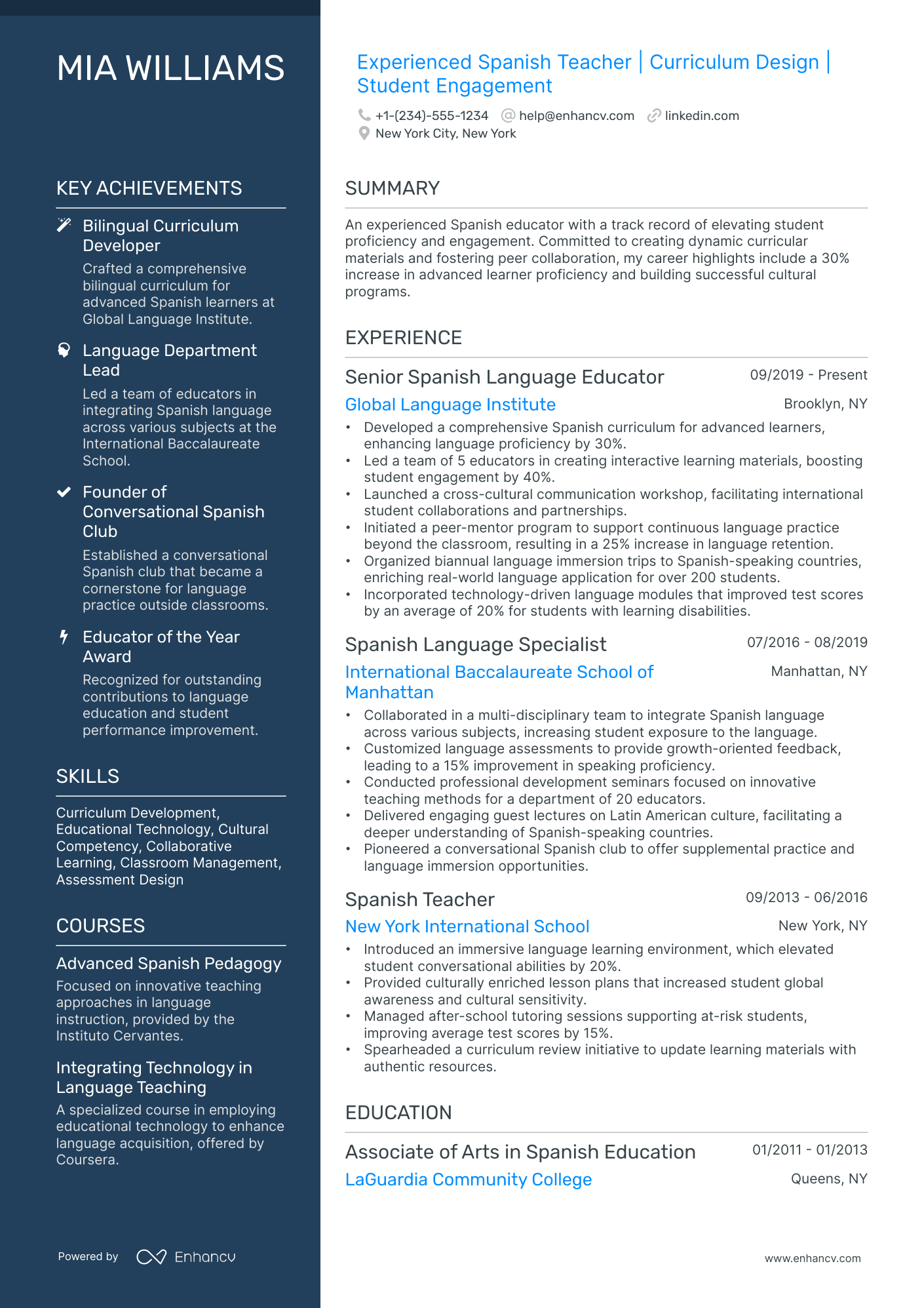 10 Spanish Teacher Resume Examples & Guide for 2026