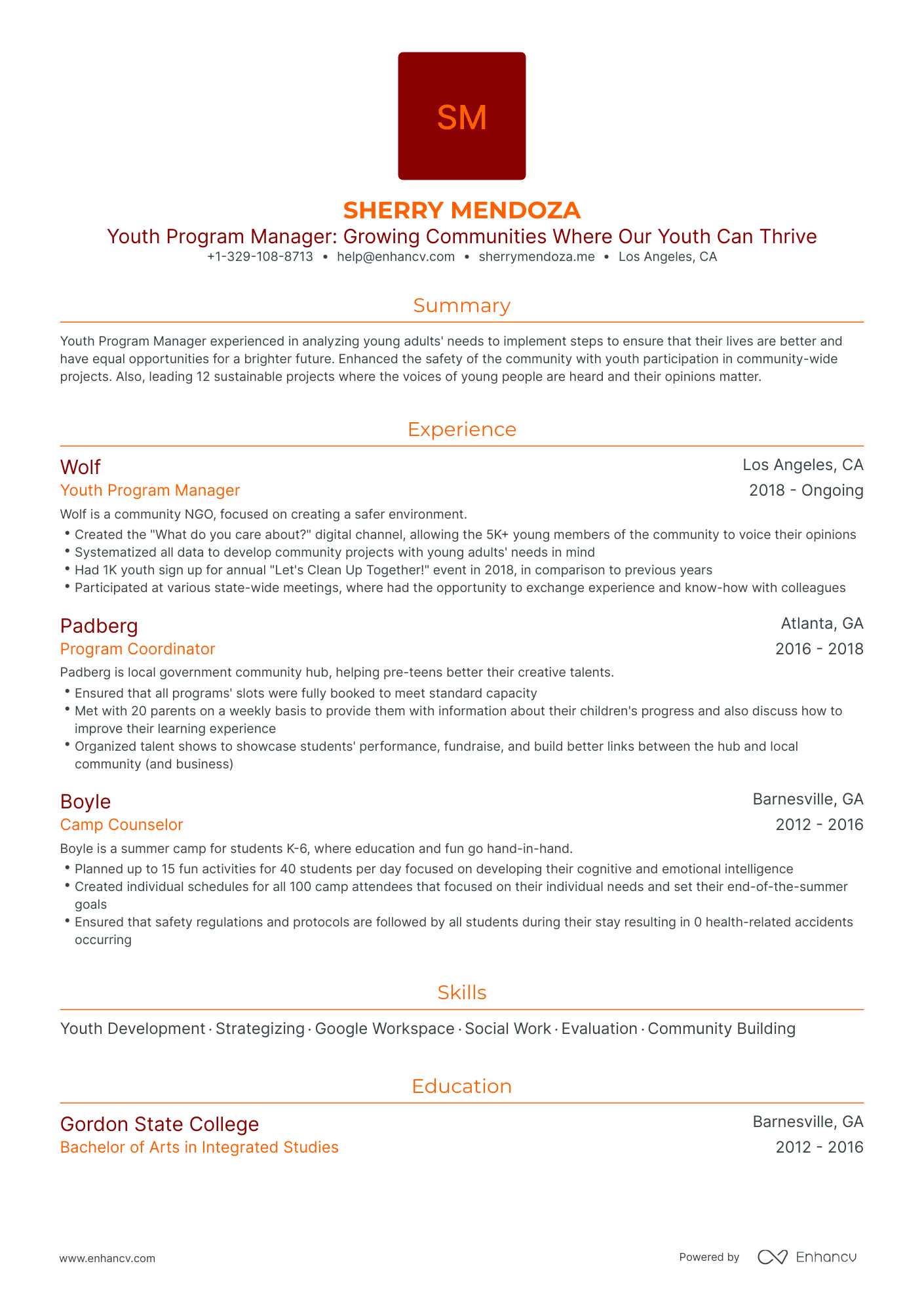5 Youth Program Manager Resume Examples & Guide for 2024