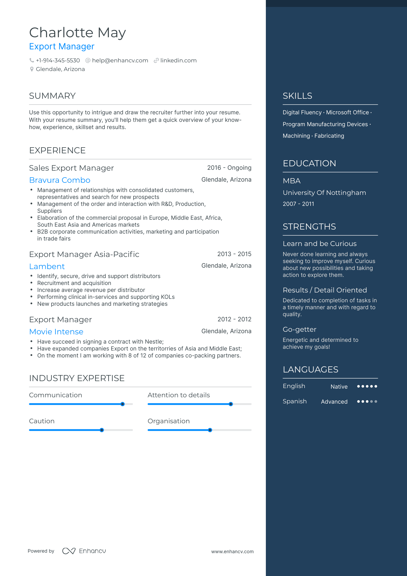 Export Manager Resume Examples & Guide for 2023 (Layout, Skills