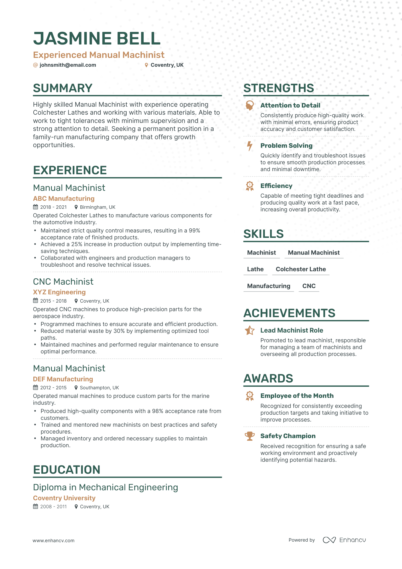 5 Machinist Resume Examples & Guide for 2023