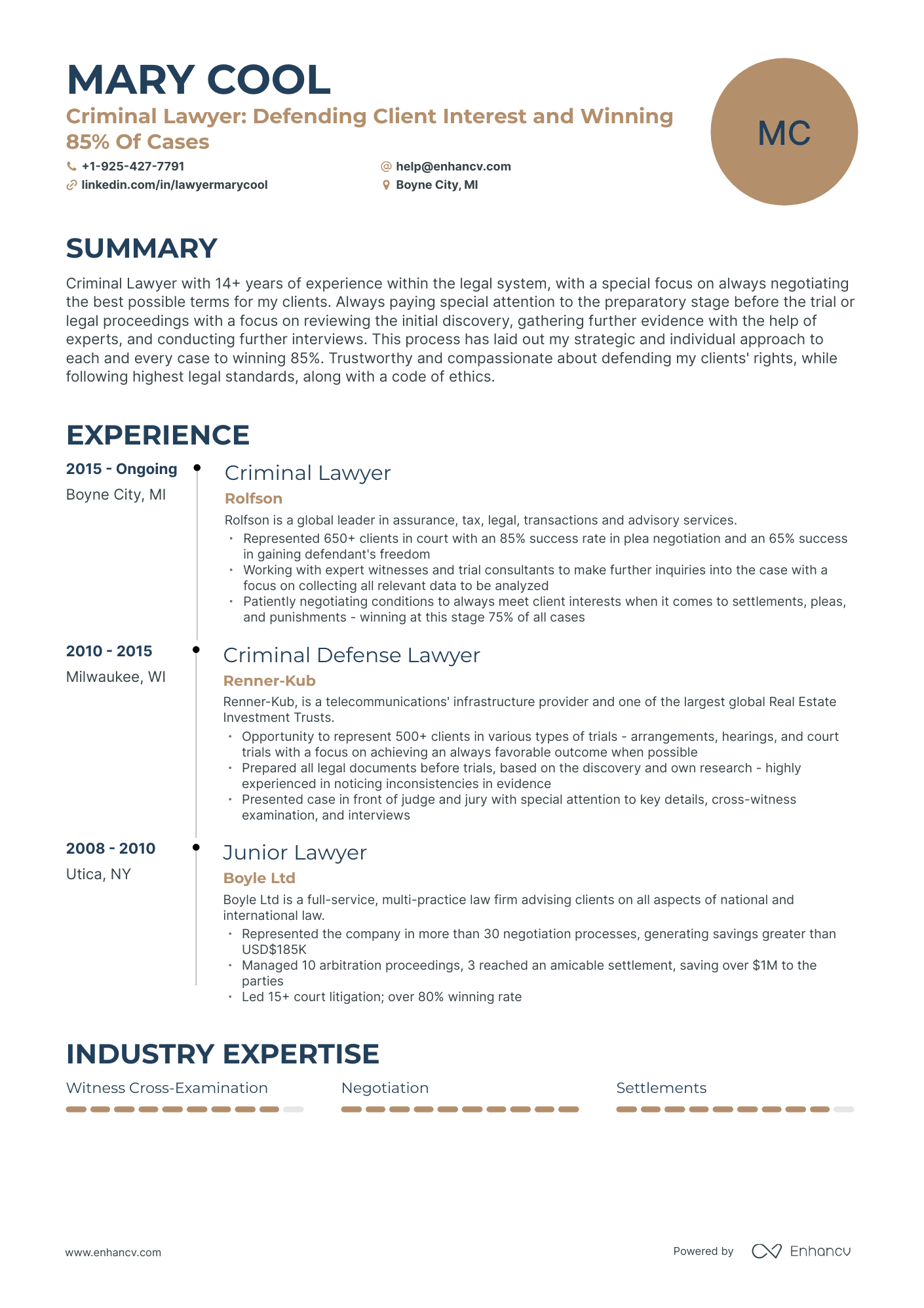 5 Criminal Lawyer Resume Examples & Guide for 2023