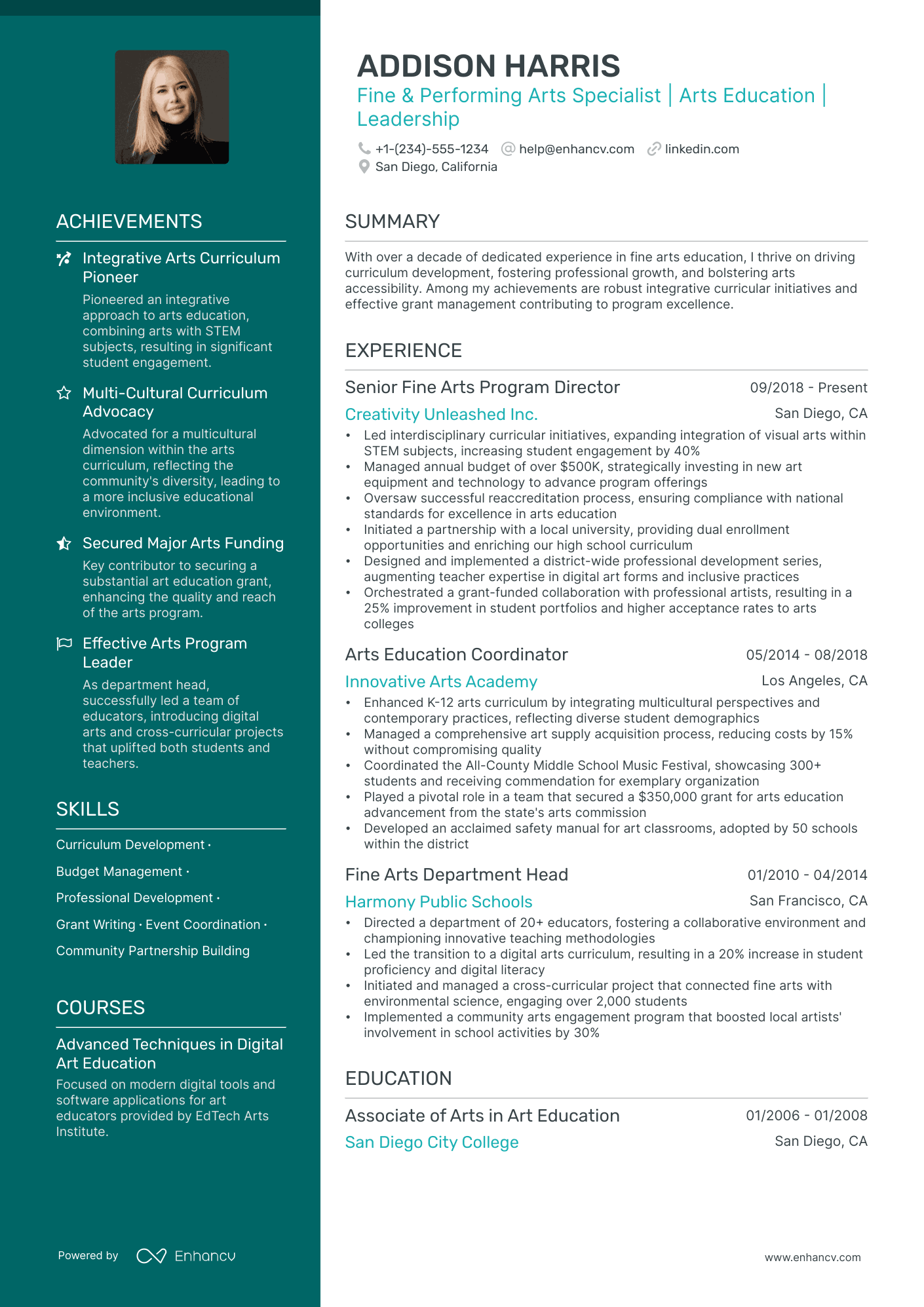 5 Performing Arts Resume Examples & Guide for 2024