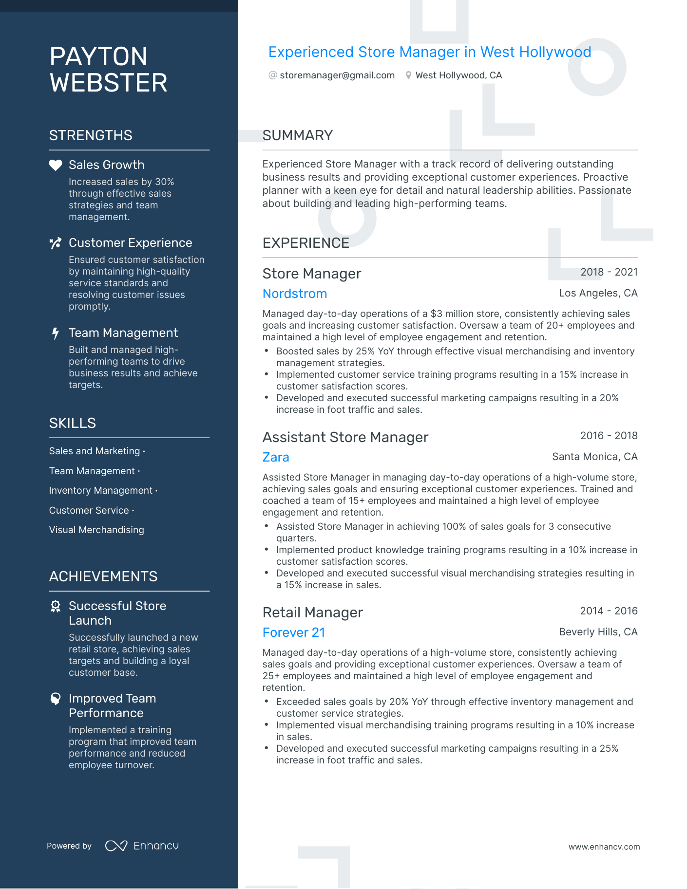 5 Store Manager Retail Resume Examples & Guide for 2023