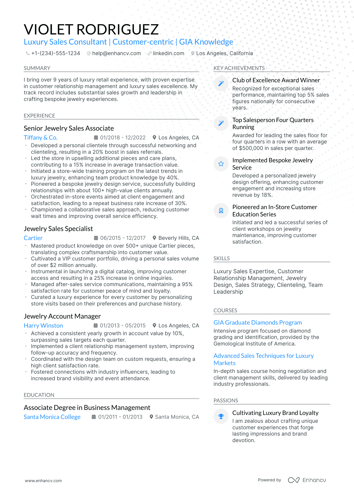 10 Jewelry Sales Resume Examples & Guide for 2025