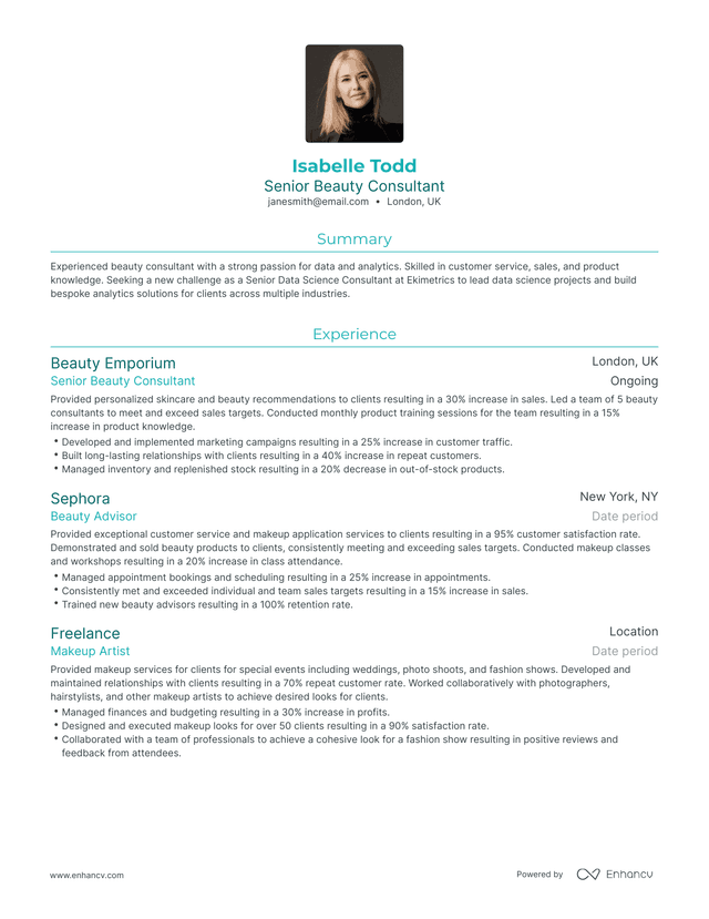 5 Beauty Consultant Resume Examples & Guide for 2023