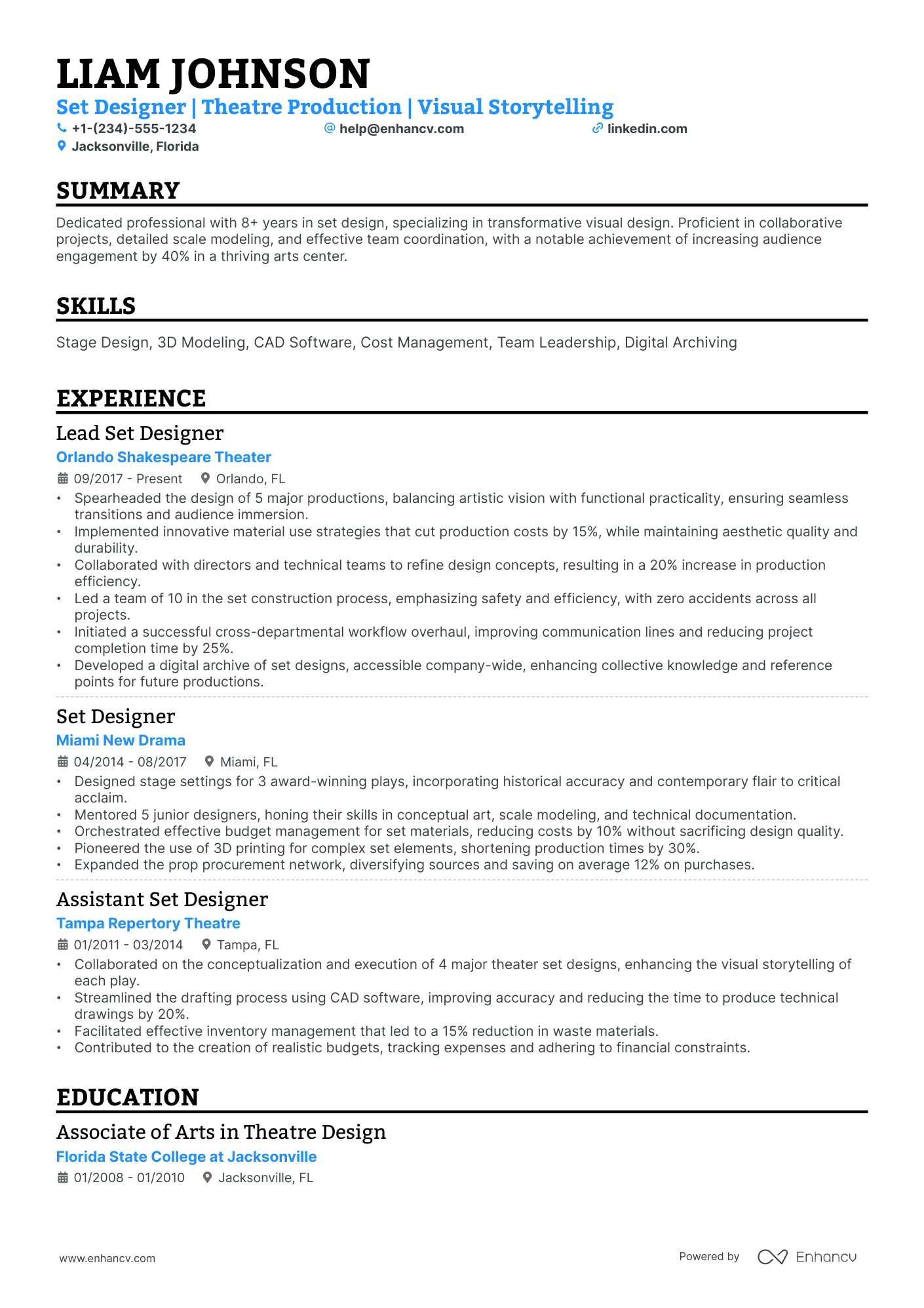 10 Set Designer Resume Examples, Templates & Guide for 2026