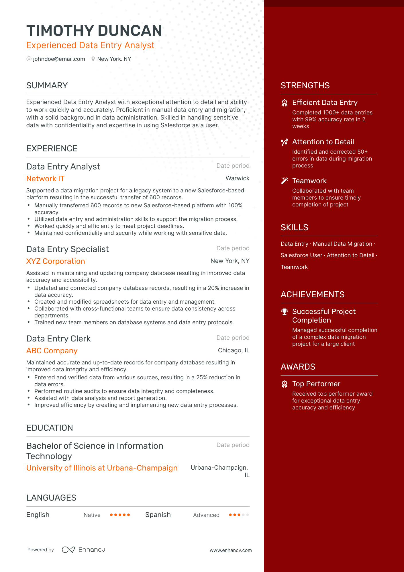 5 Data Entry Analyst Resume Examples & Guide for 2024