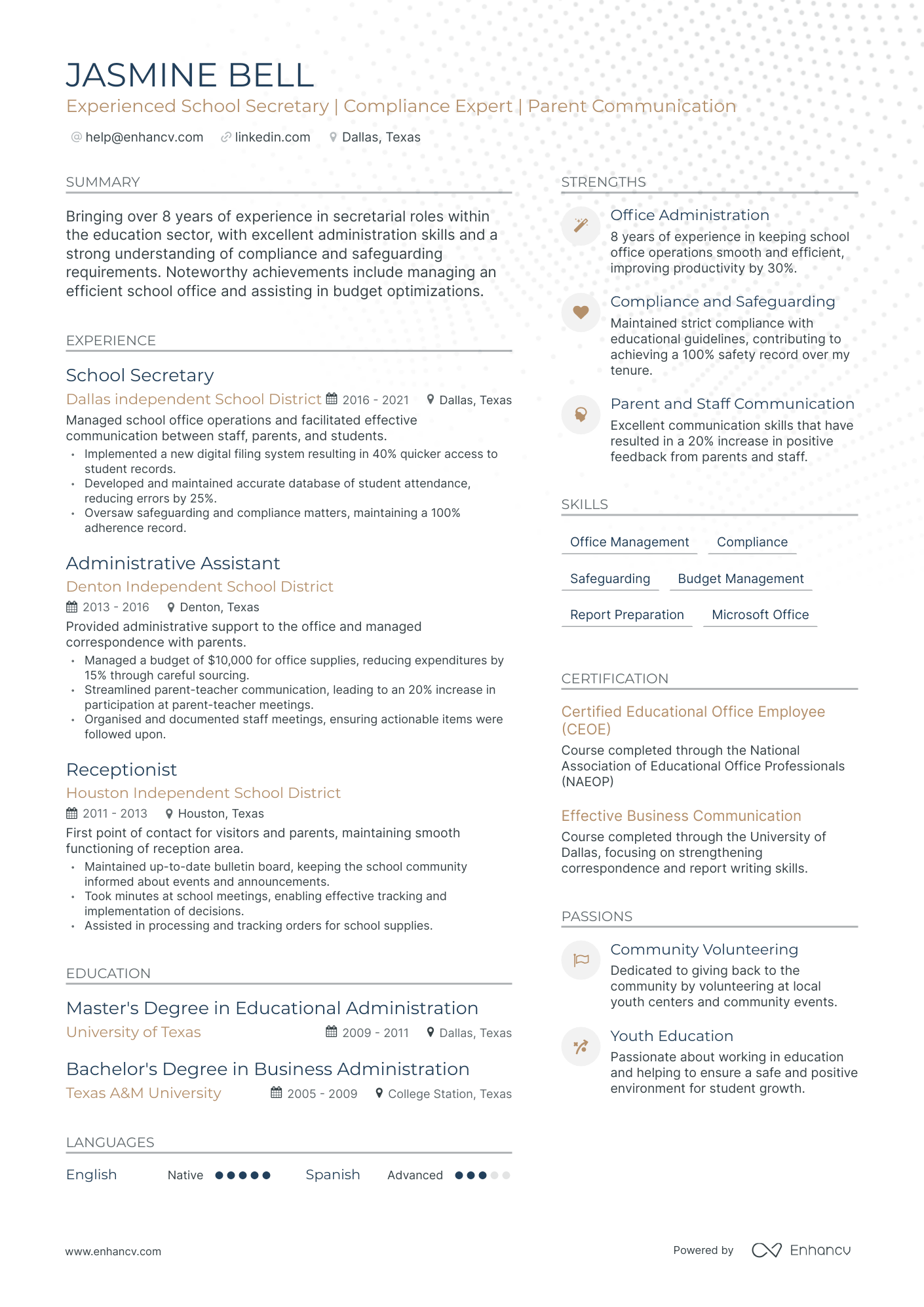 5 School Secretary Resume Examples Guide For 2024   AHR0cHM6Ly9jZG4uZW5oYW5jdi5jb20vcHJlZGVmaW5lZC1leGFtcGxlcy9UQlAwcGRiVkVVRVNLS2Z5c3c1NWlQVlllbmRiNFBQb2pZUEJ6MWluL2ltYWdlLnBuZw~~. 