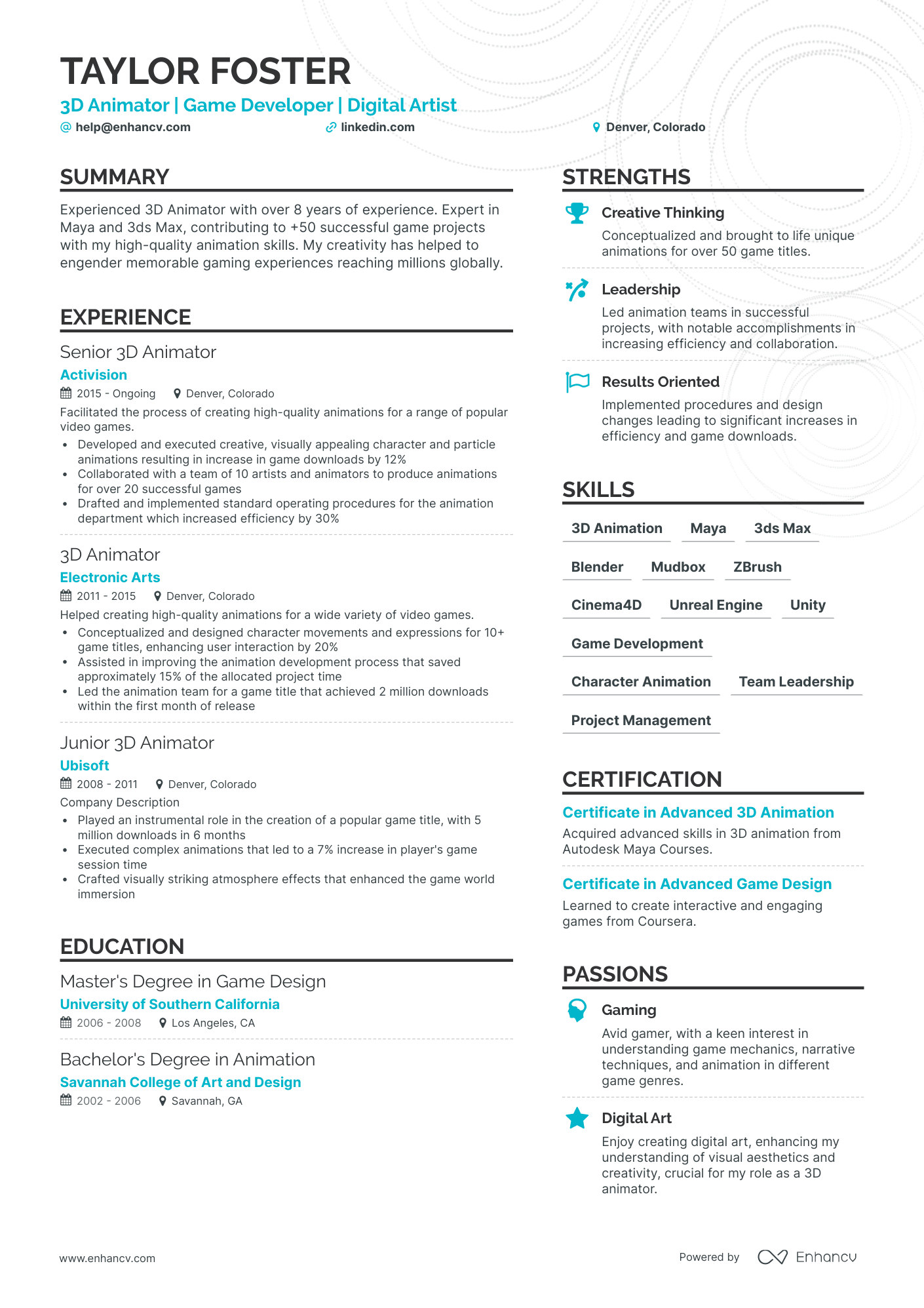 9 Animator Resume Examples & Guide for 2024