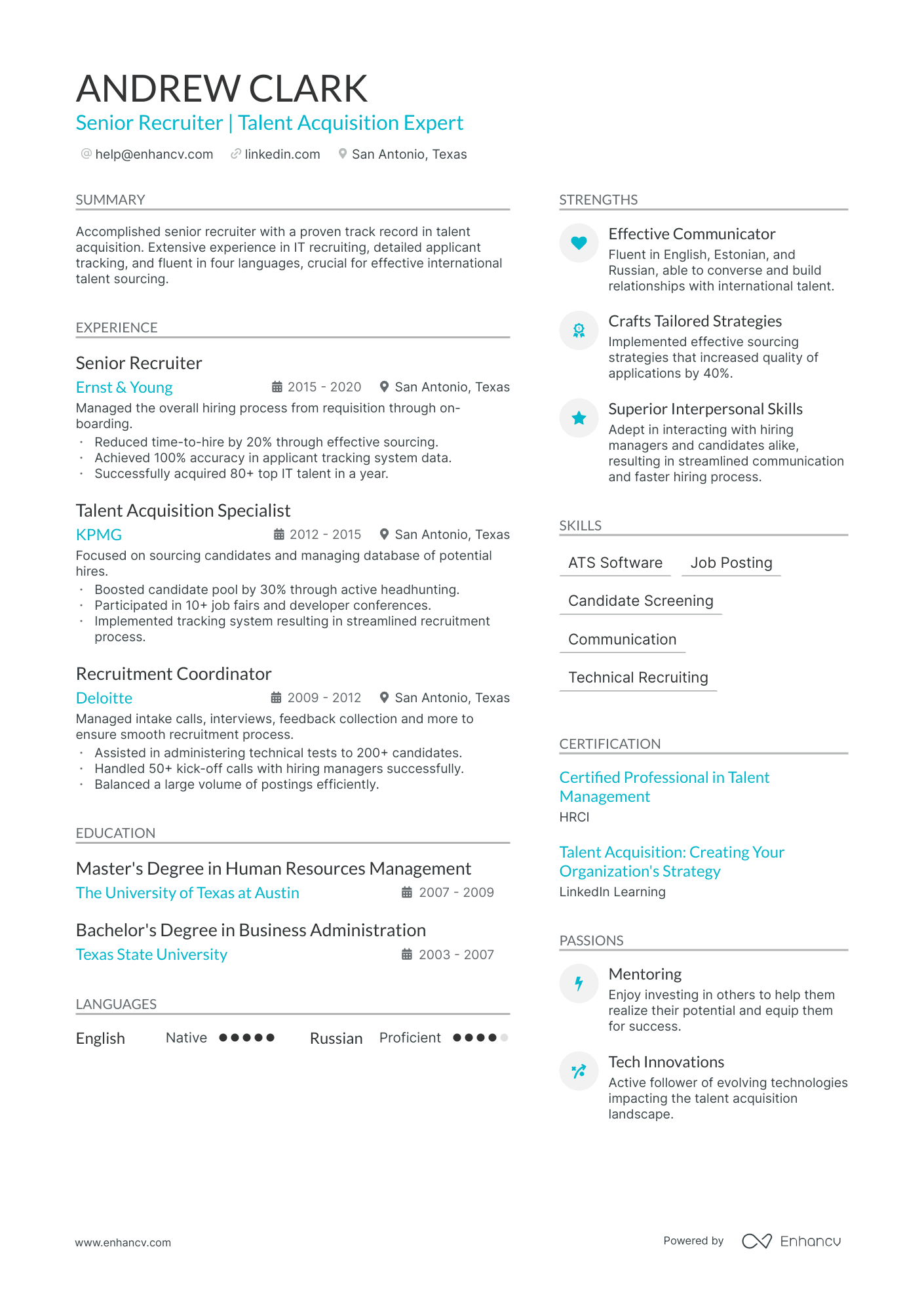 5 Senior Recruiter Resume Examples & Guide for 2024