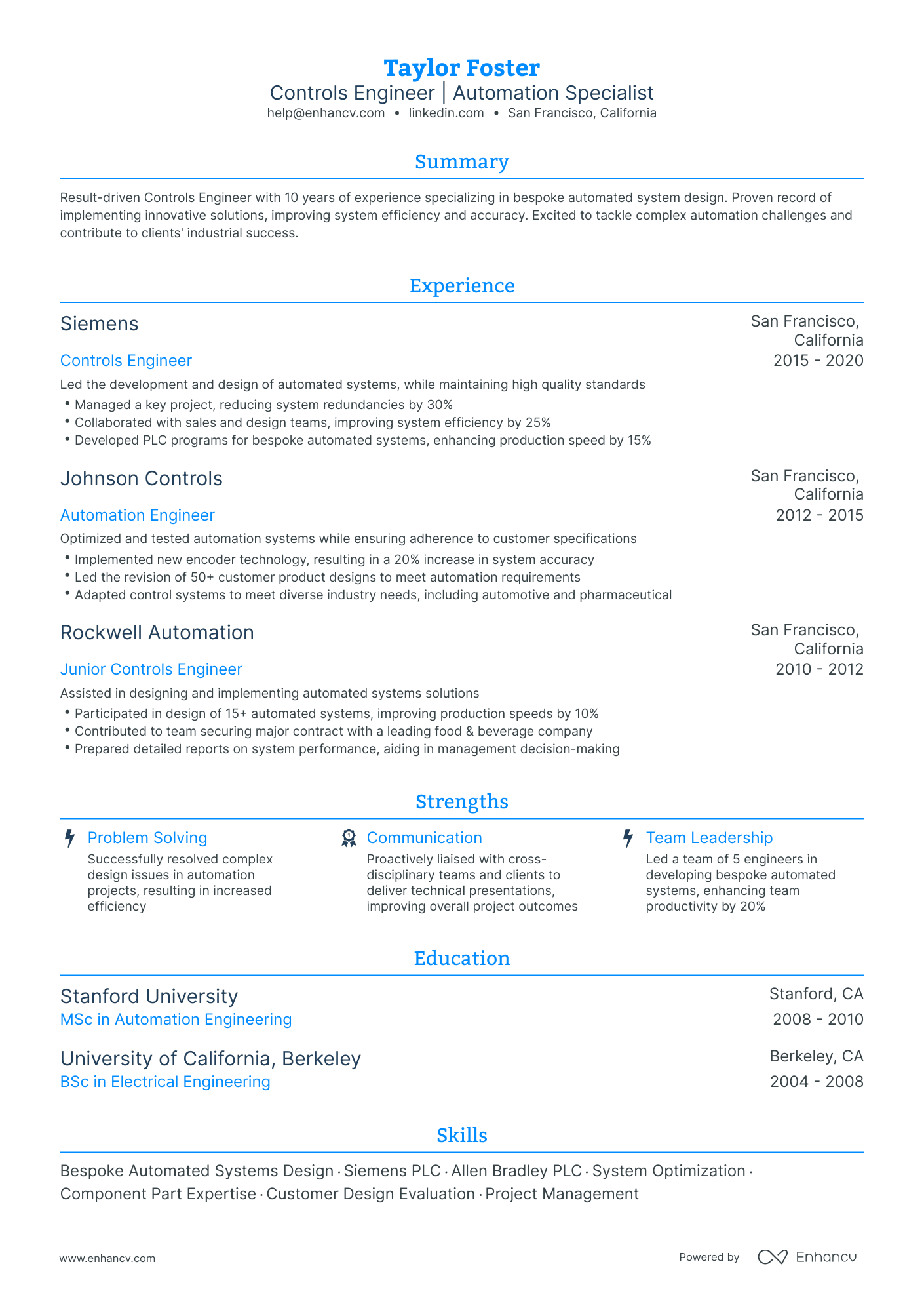 5 Controls Engineer Resume Examples & Guide for 2024