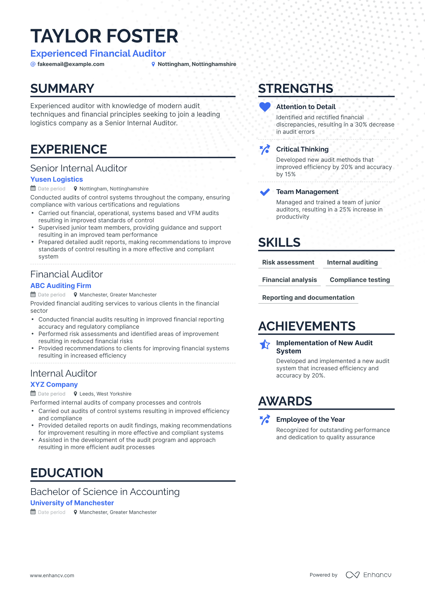 Financial Auditor Resume Examples & Guide for 2023 (Layout, Skills ...