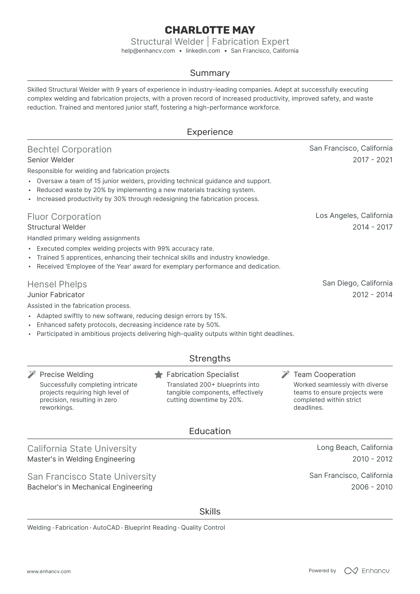 5 Structural Welder Resume Examples & Guide for 2024