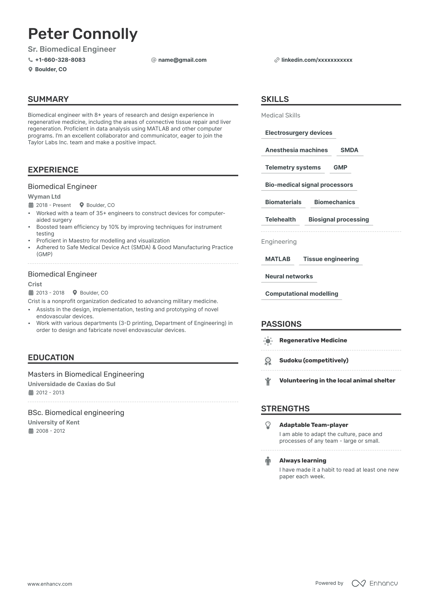 5 Biomedical Engineer Resume Examples & Guide for 2024