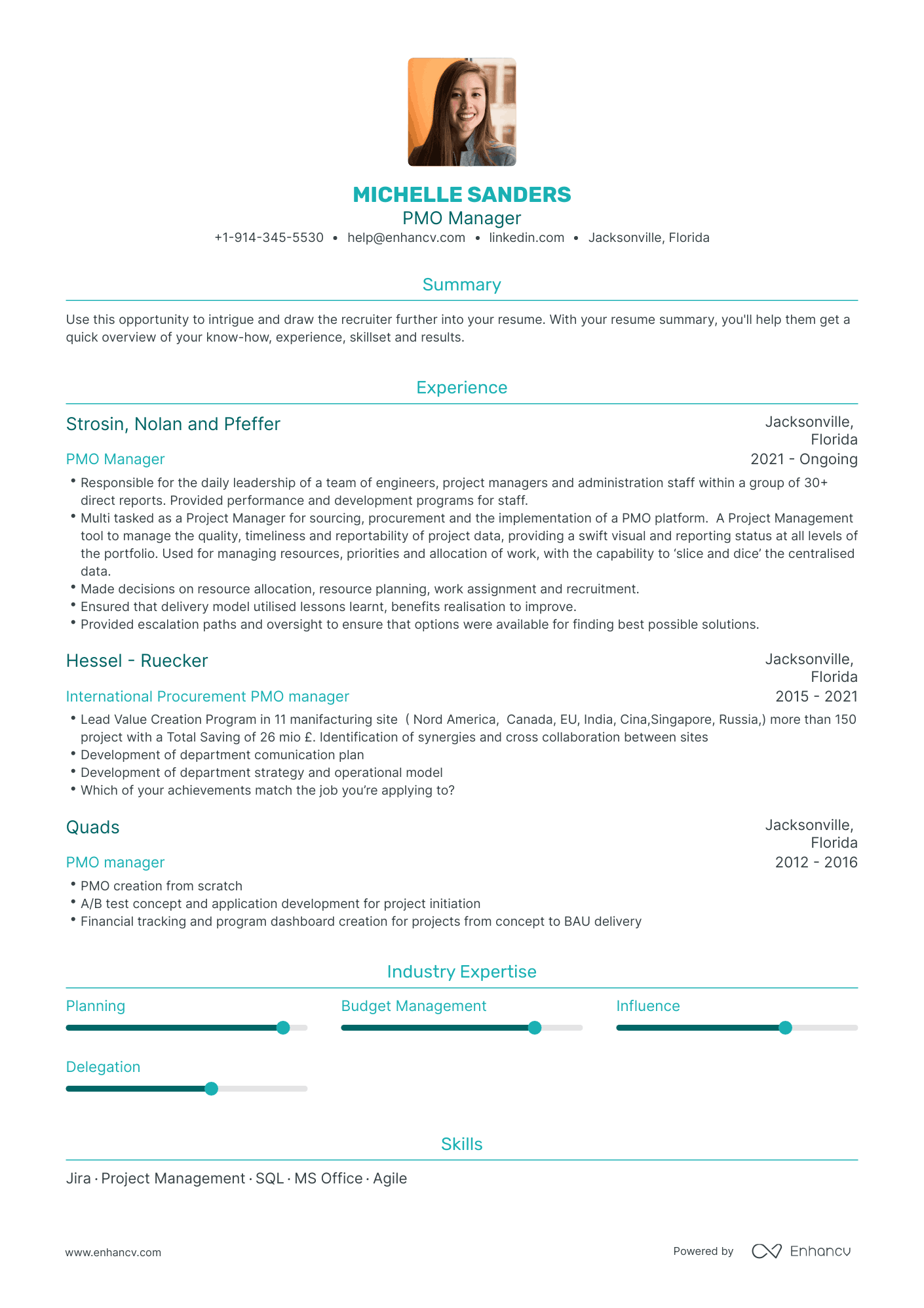 PMO Manager Resume Examples & Guide for 2023 (Layout, Skills, Keywords ...