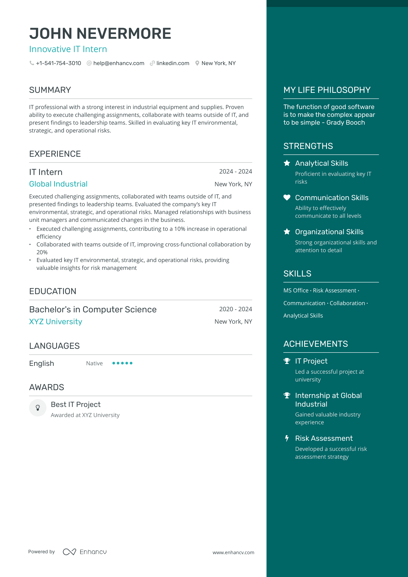 5 IT Intern Resume Examples & Guide for 2024