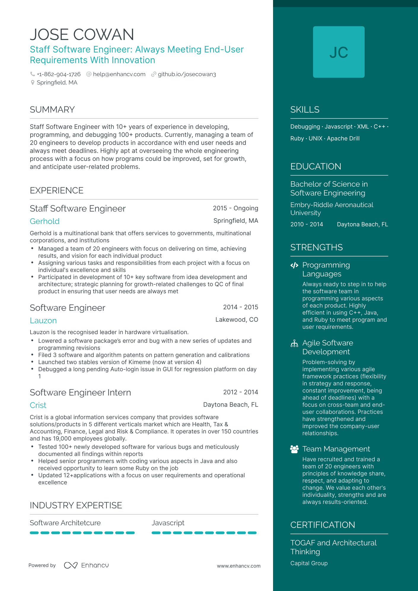 5 Staff Software Engineer Resume Examples & Guide for 2024