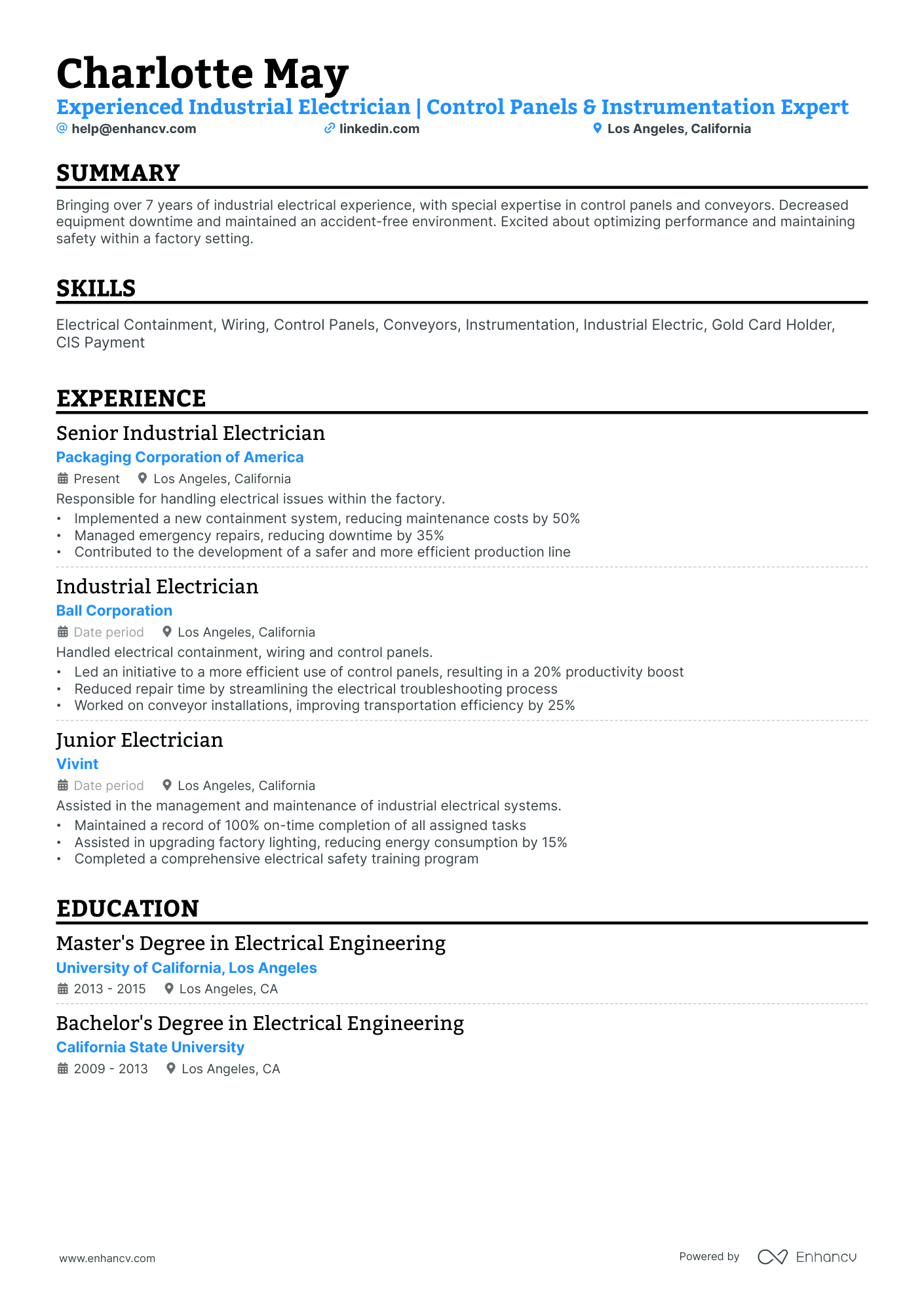 Image 6 for Industrial Electrician Resume Template