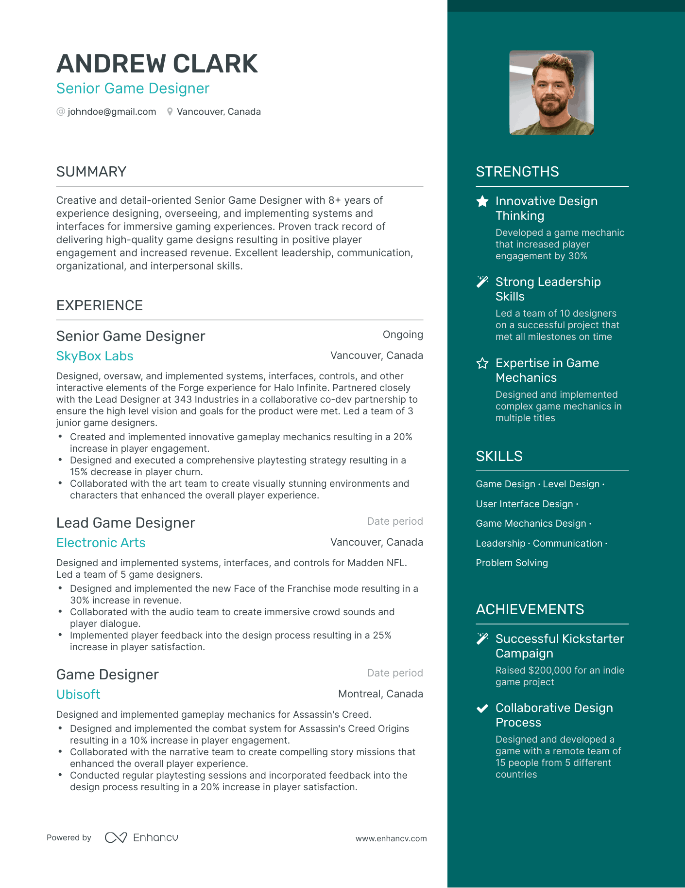 5 Game Designer Resume Examples & Guide for 2023