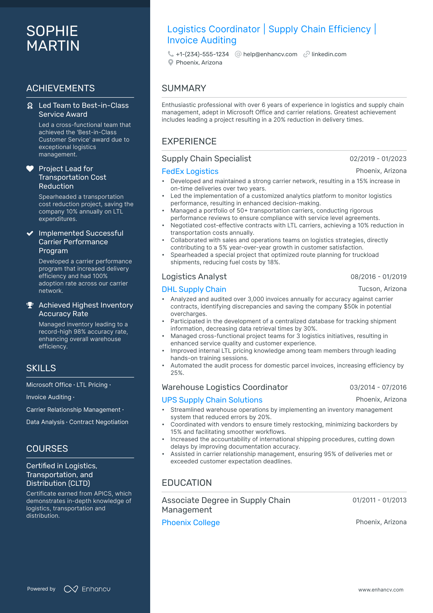 5 Logistics Coordinator Resume Examples & Guide for 2024