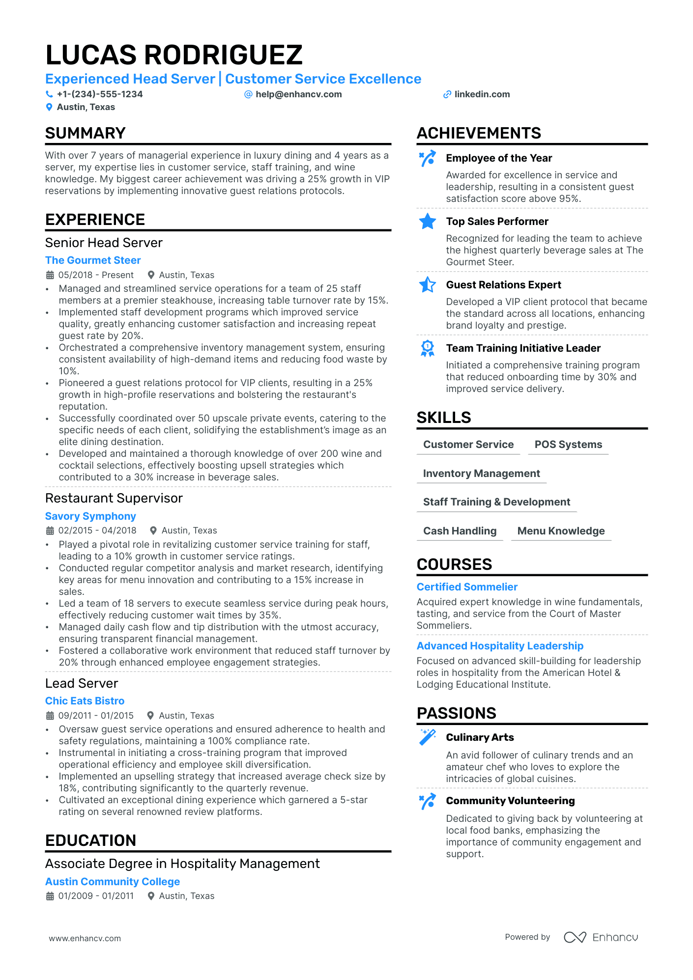 11 Server Resume Examples & Guide for 2024