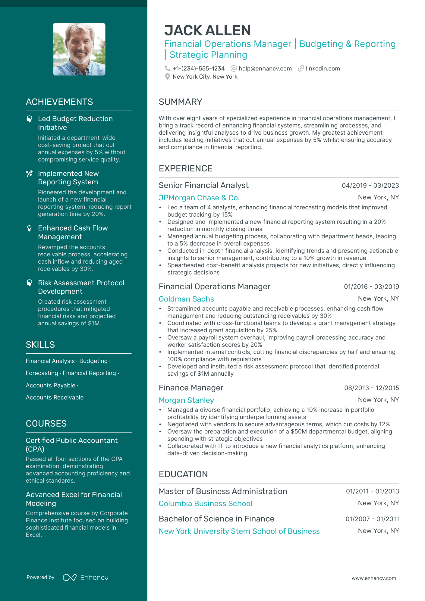 5 Financial Operations Manager Resume Examples & Guide for 2024