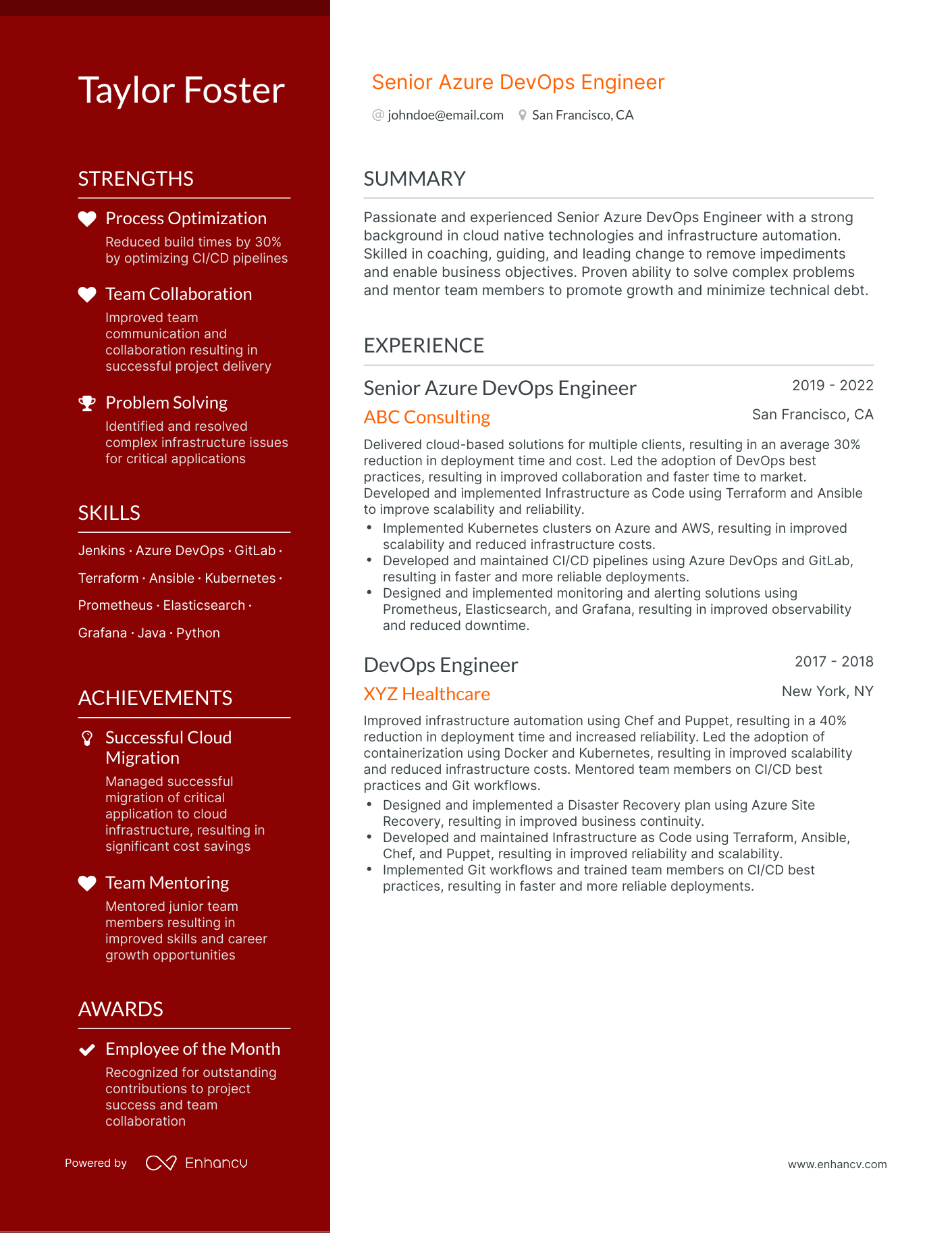 5 Azure Devops Engineer Resume Examples & Guide for 2023