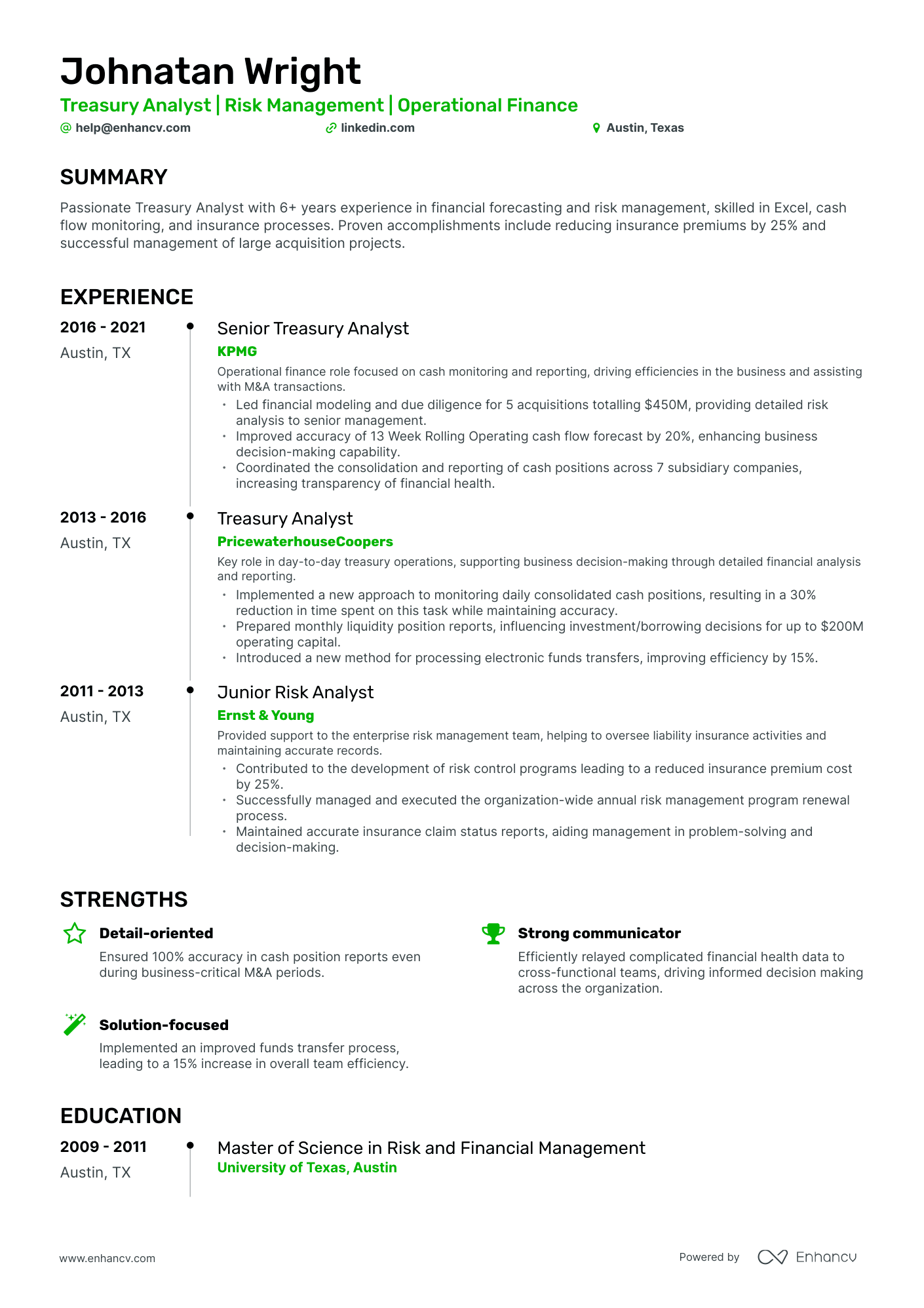 5 Treasury Analyst Resume Examples & Guide For 2024