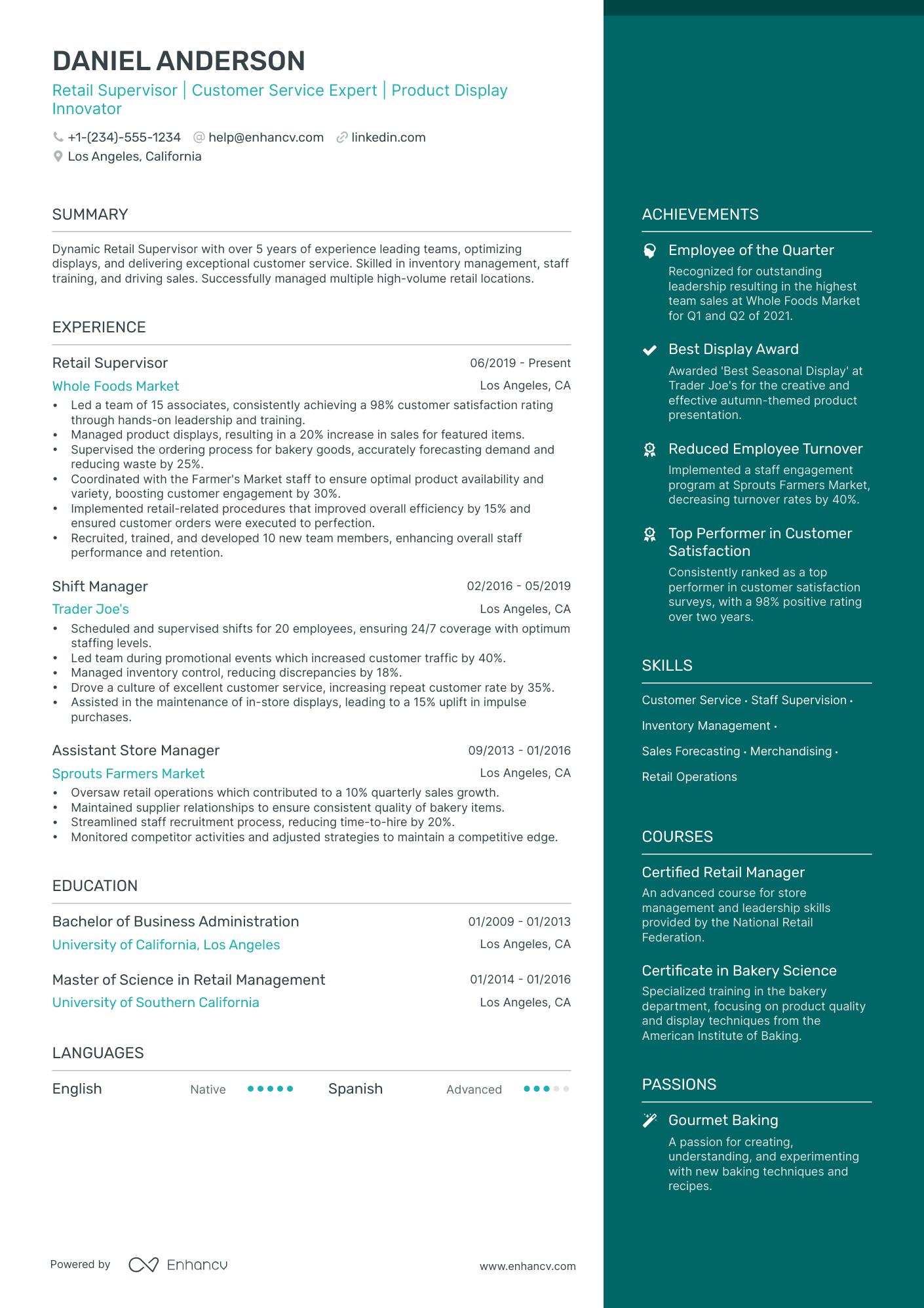 5 Retail Sales Supervisor Resume Examples & Guide for 2024