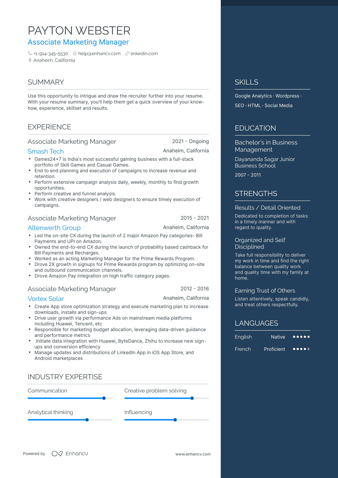 5 Associate Marketing Manager Resume Examples & Guide for 2024