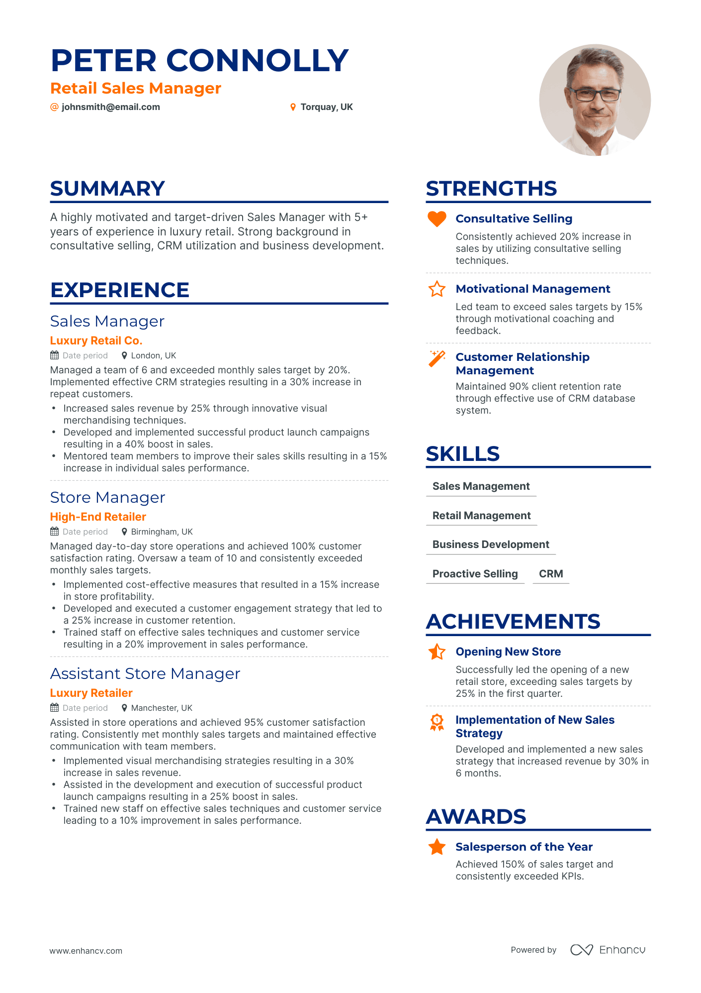 5 Retail Sales Manager Resume Examples & Guide for 2024