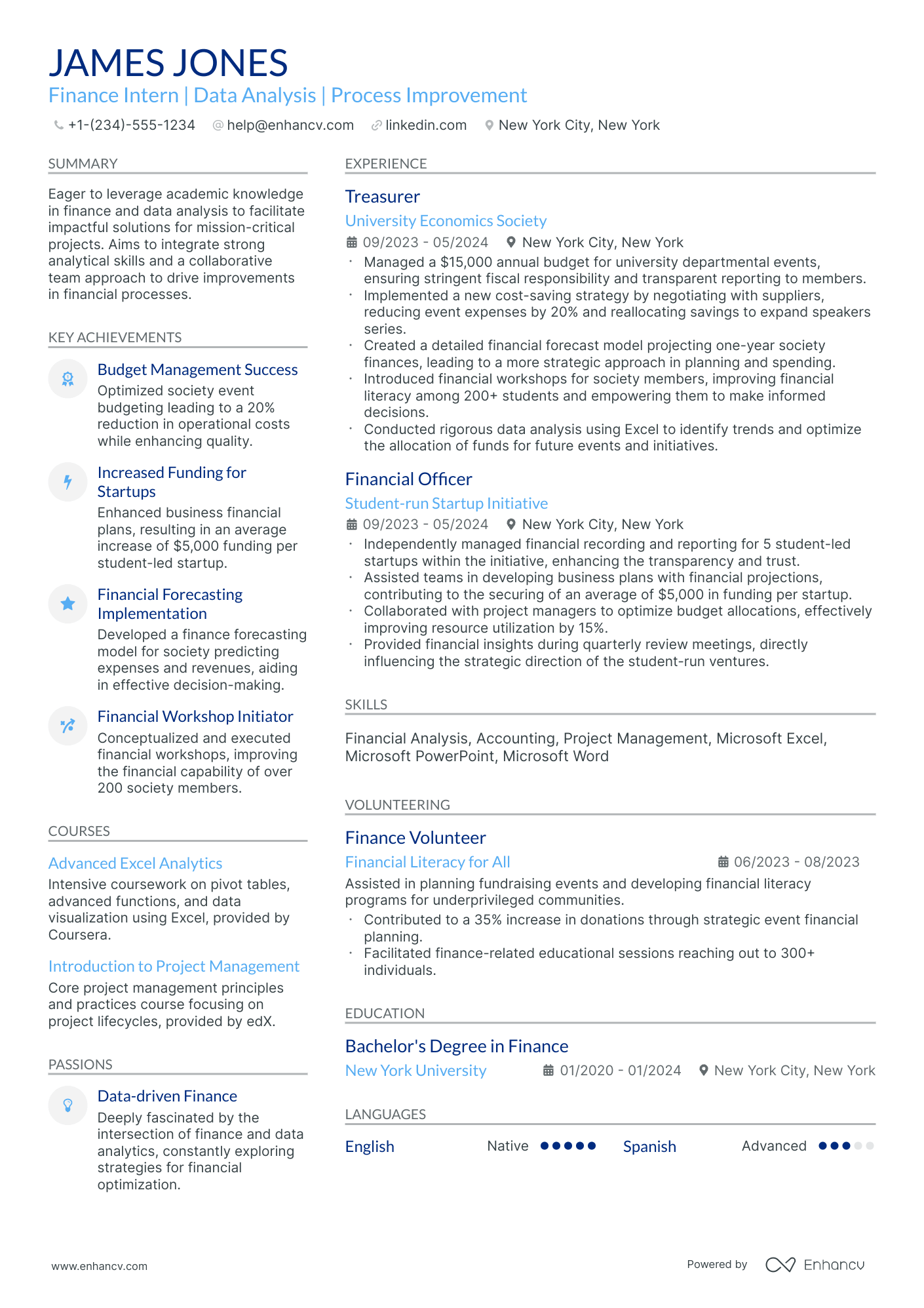 10 Finance Intern Resume Examples With 10/10 Score In 2025