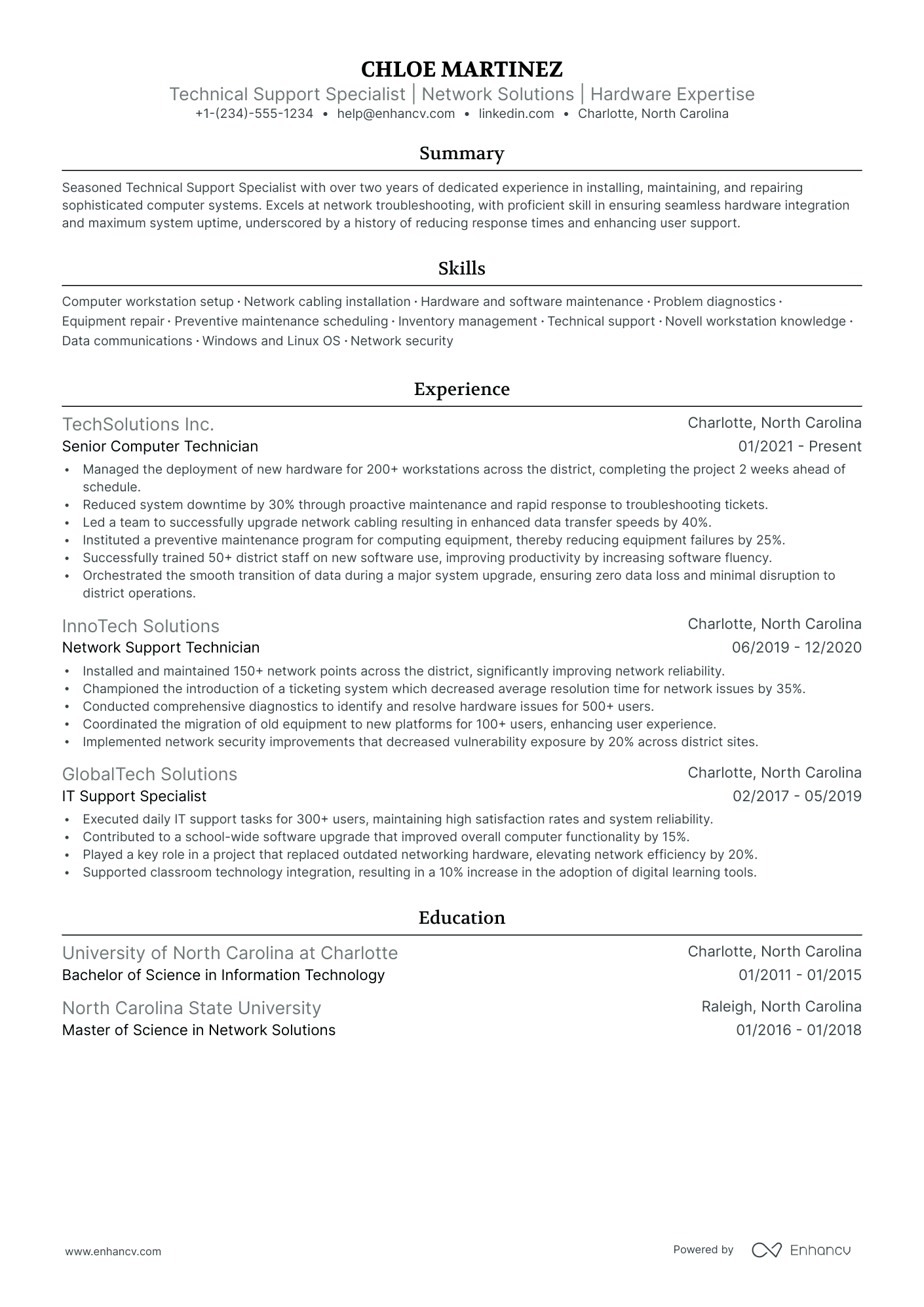 5 Computer Technician Resume Examples & Guide for 2024