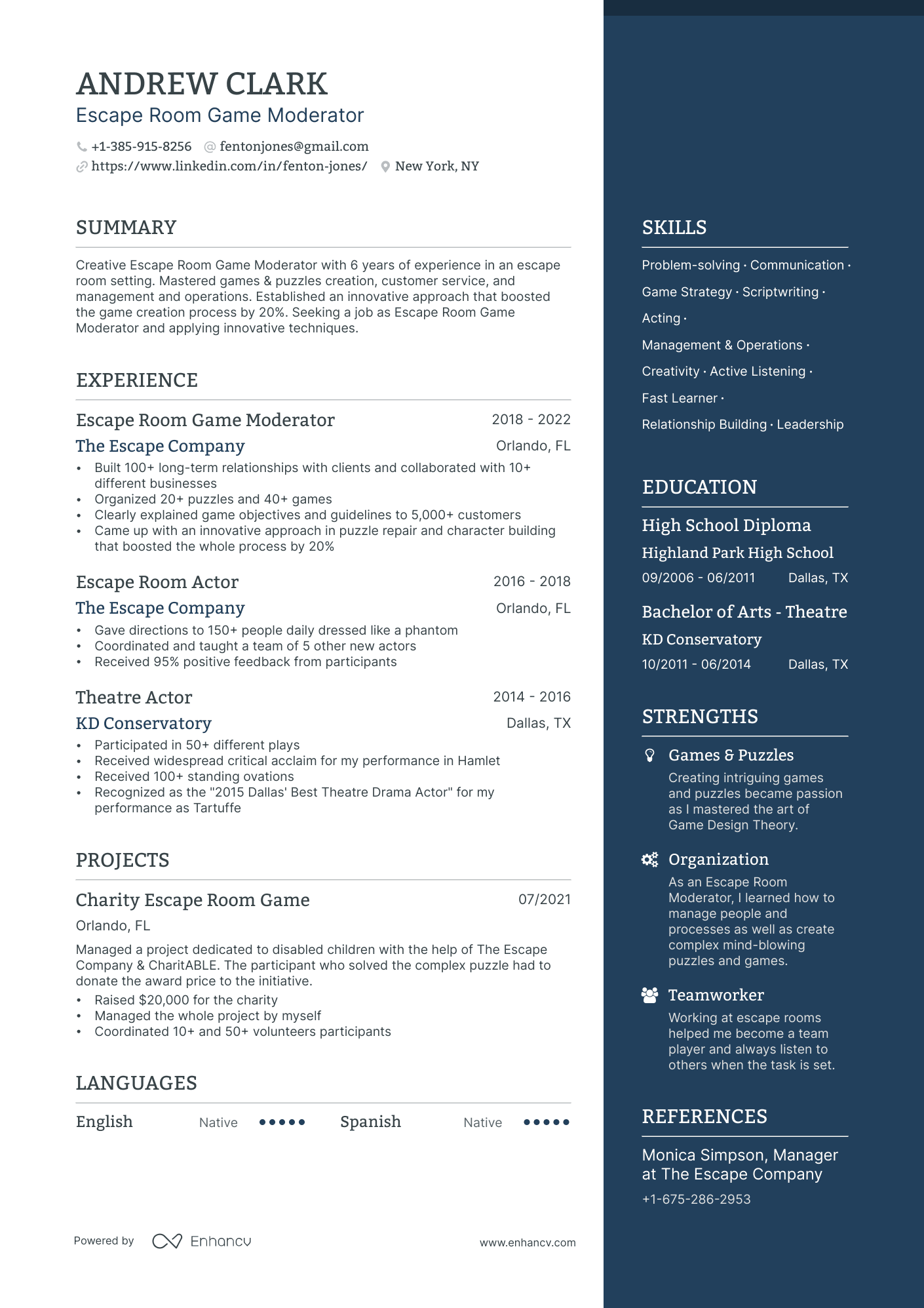 5 Escape Room Resume Examples & Guide for 2024